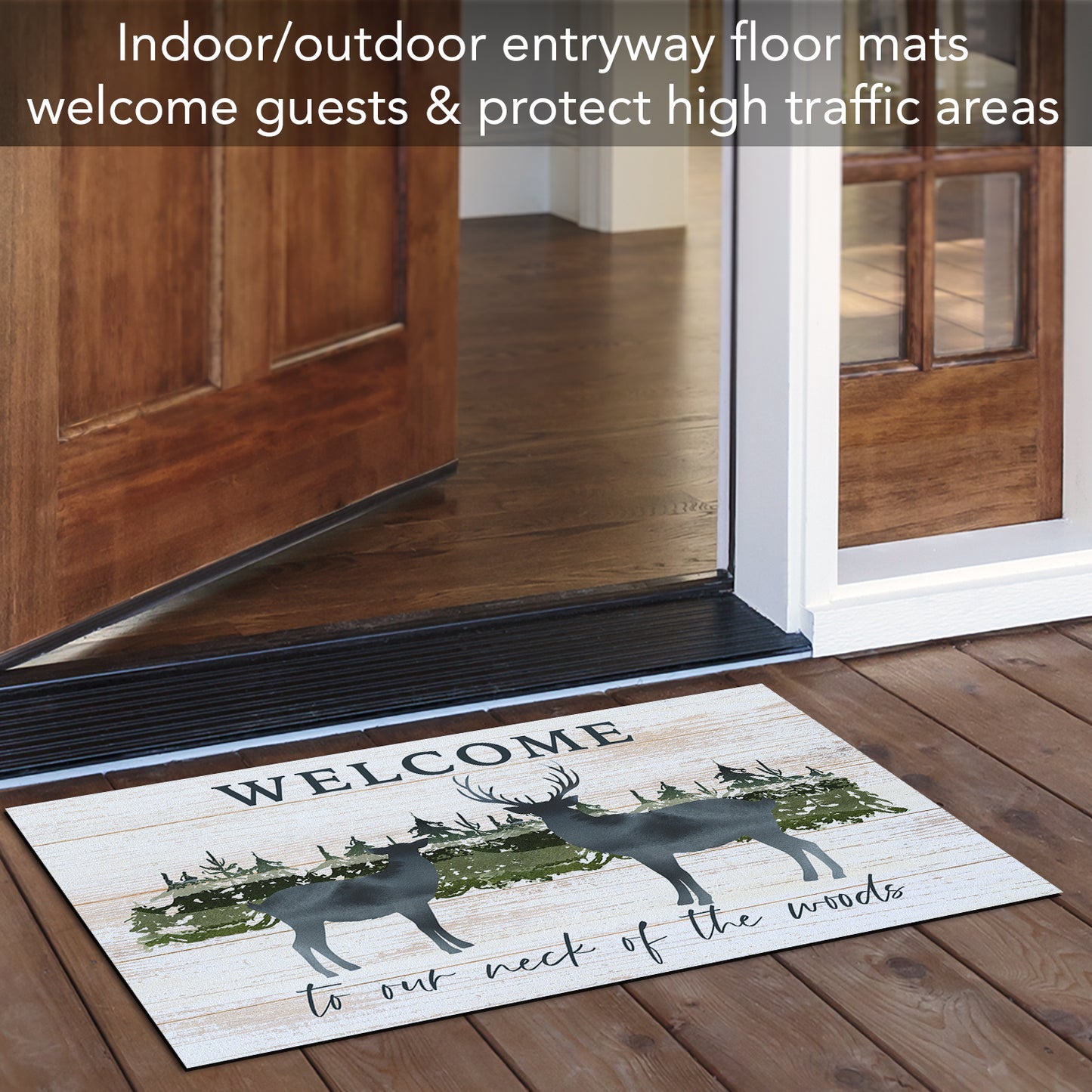 Counterart Our Neck of Woods Welcome Indoor/Outdoor Entryway Floor Mat Manufactured in the USA 29.5" by 17.75"