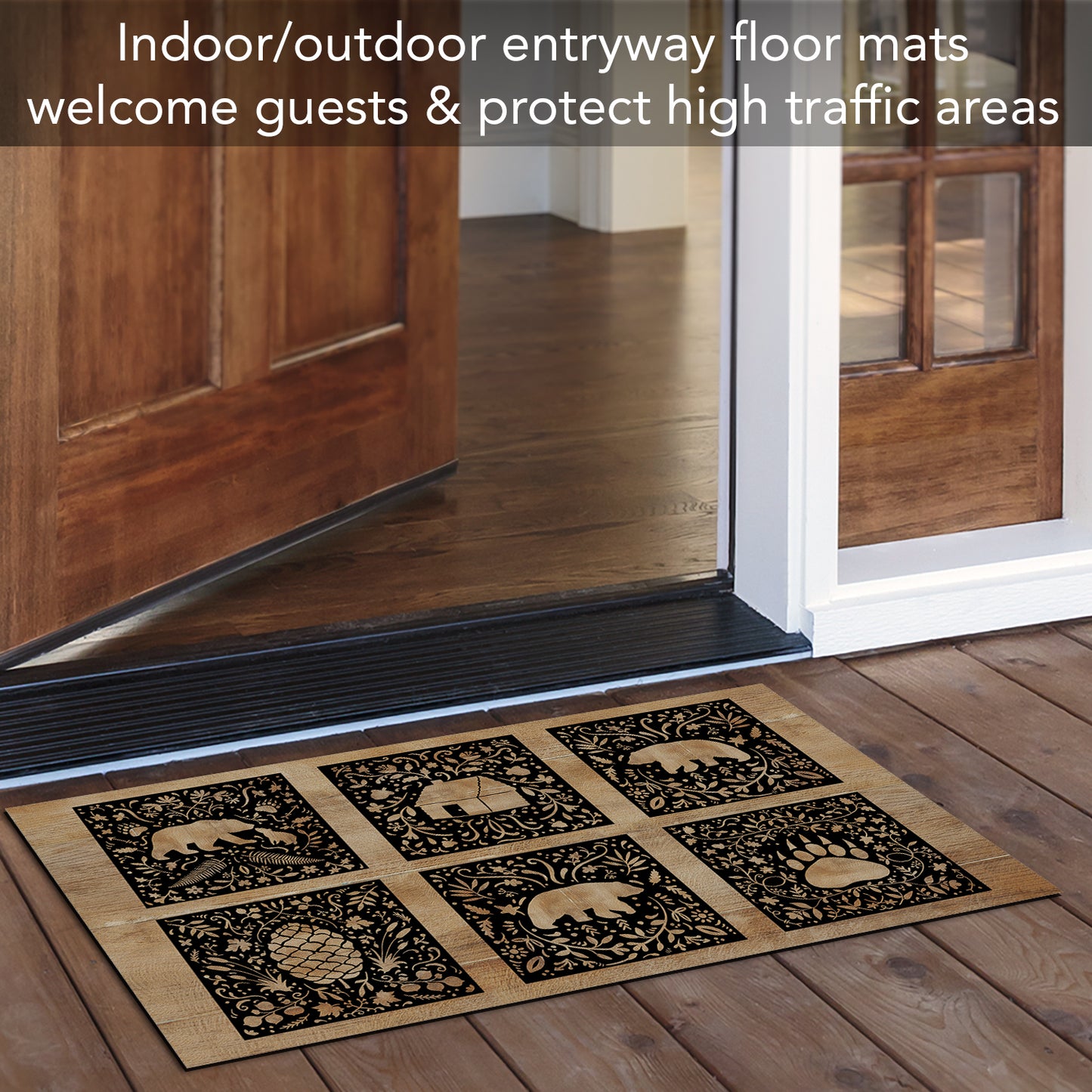 Counterart Crafted Cabin Welcome Indoor/Outdoor Entryway Floor Mat Manufactured in the USA 29.5" by 17.75"