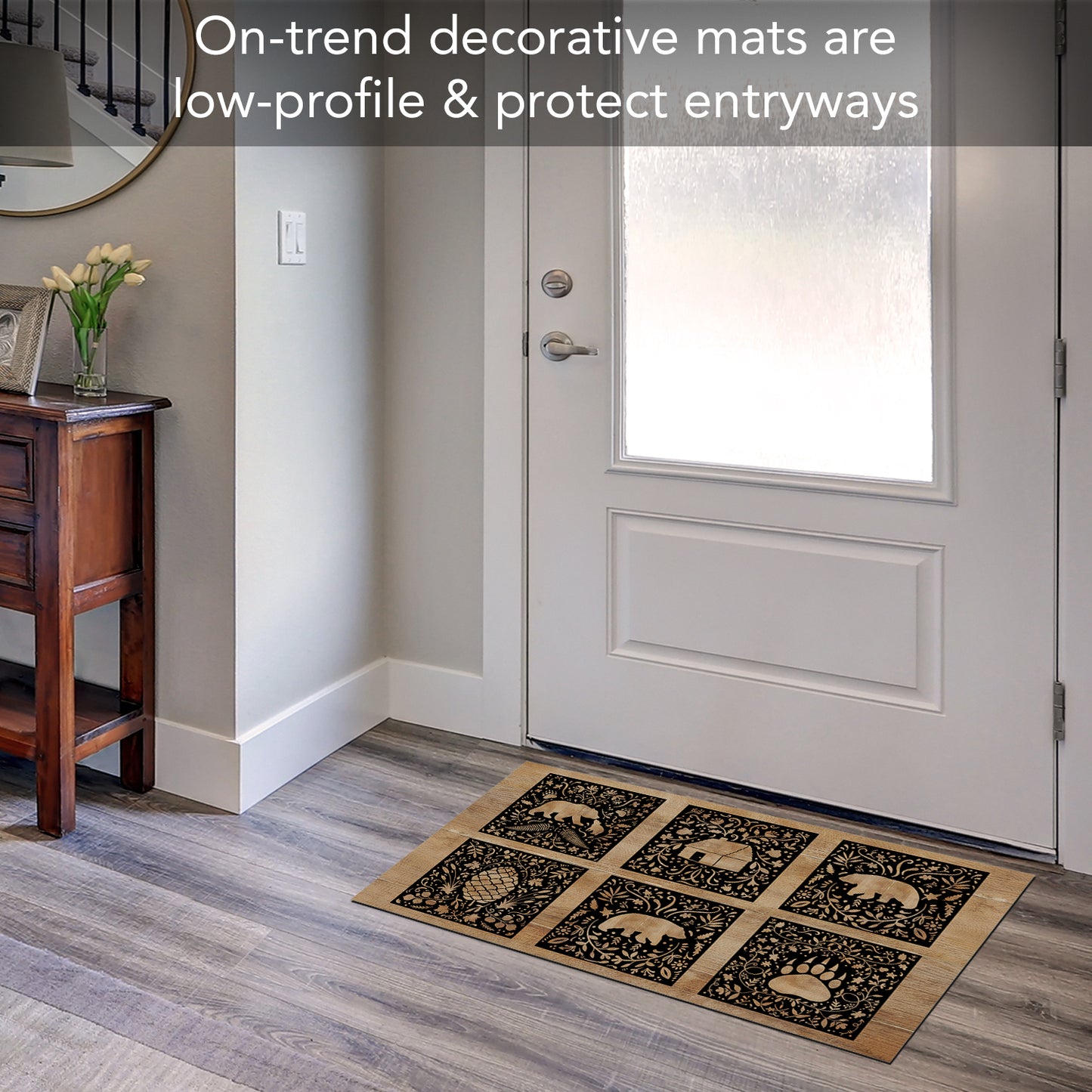 Counterart Crafted Cabin Welcome Indoor/Outdoor Entryway Floor Mat Manufactured in the USA 29.5" by 17.75"