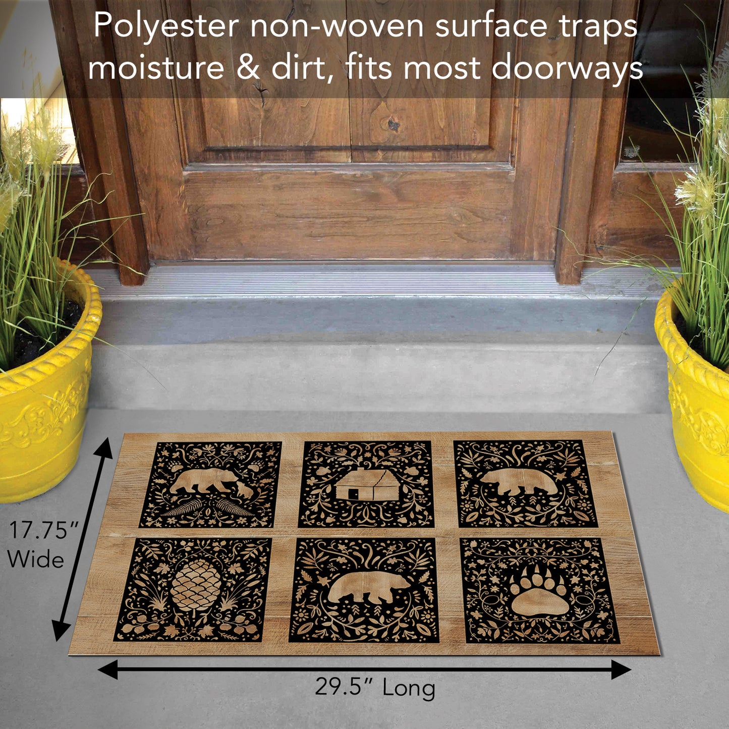 Counterart Crafted Cabin Welcome Indoor/Outdoor Entryway Floor Mat Manufactured in the USA 29.5" by 17.75"