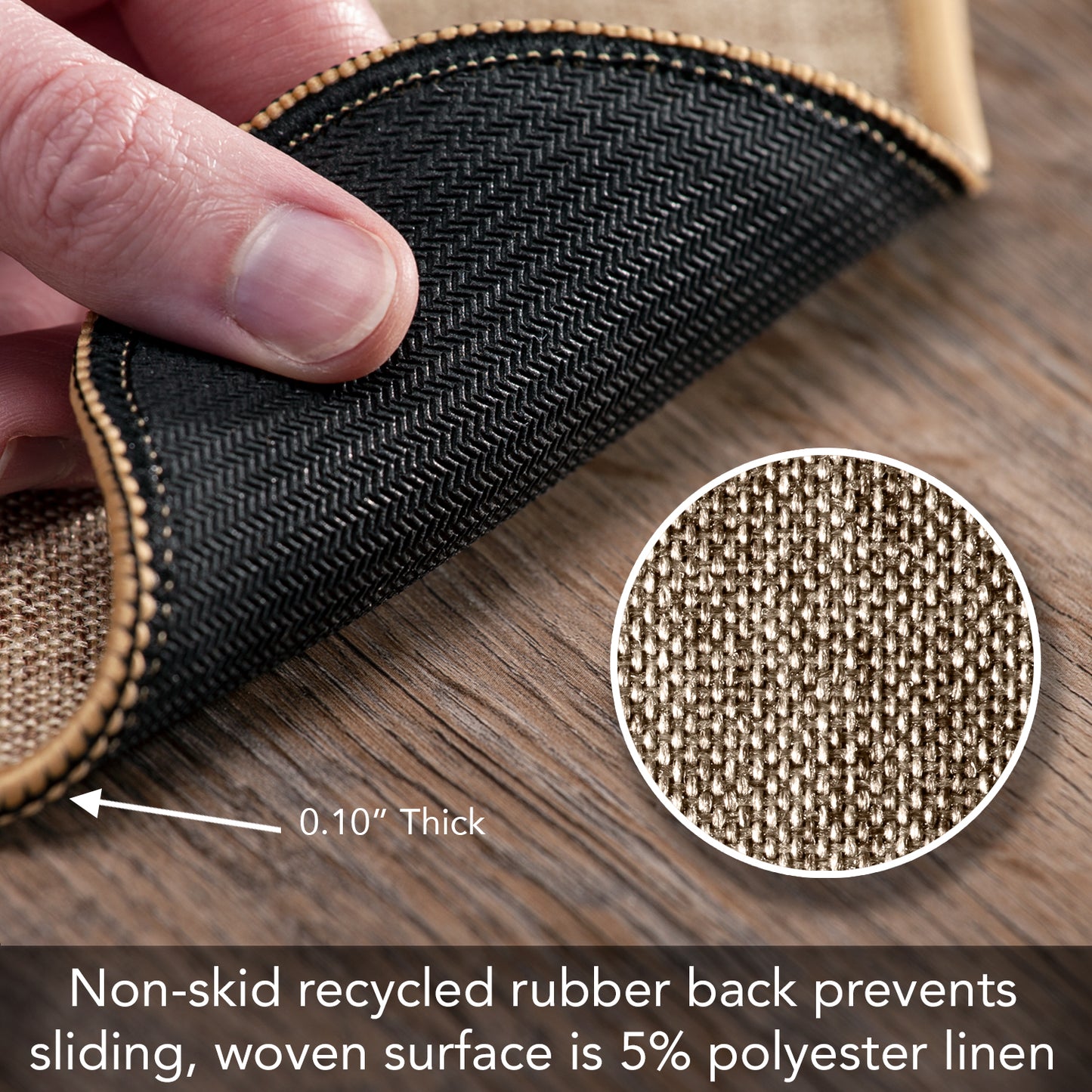 Counterart Buffalo Check Decorative Indoor/Outdoor Natural Linen Look Floor Mat with Recycled Rubber Back Manufactured in The USA 29.5” x 17.75”