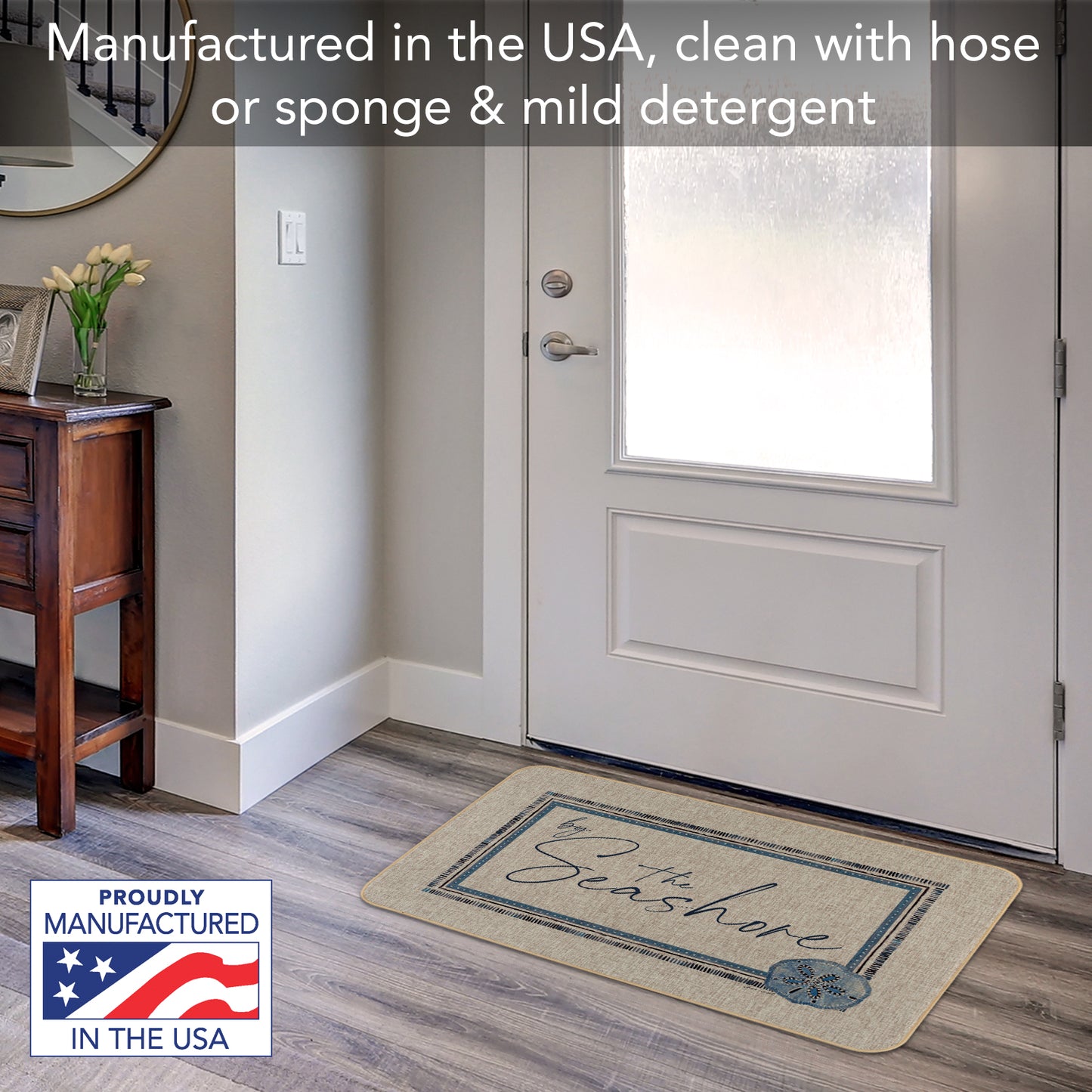 Counterart by The Seashore Decorative Indoor/Outdoor Natural Linen Look Floor Mat with Recycled Rubber Back Manufactured in The USA 29.5" x 17.75"
