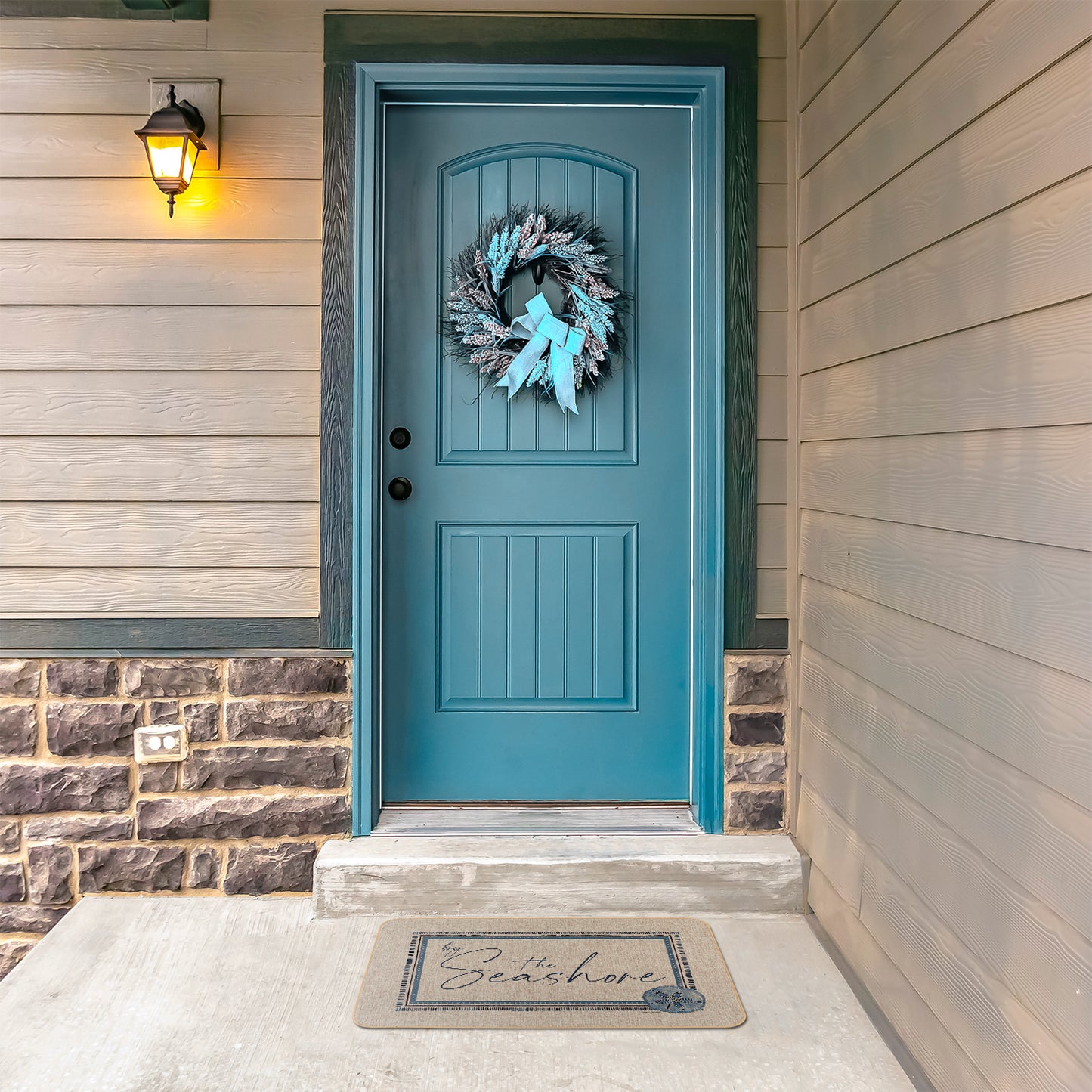 Counterart by The Seashore Decorative Indoor/Outdoor Natural Linen Look Floor Mat with Recycled Rubber Back Manufactured in The USA 29.5" x 17.75"