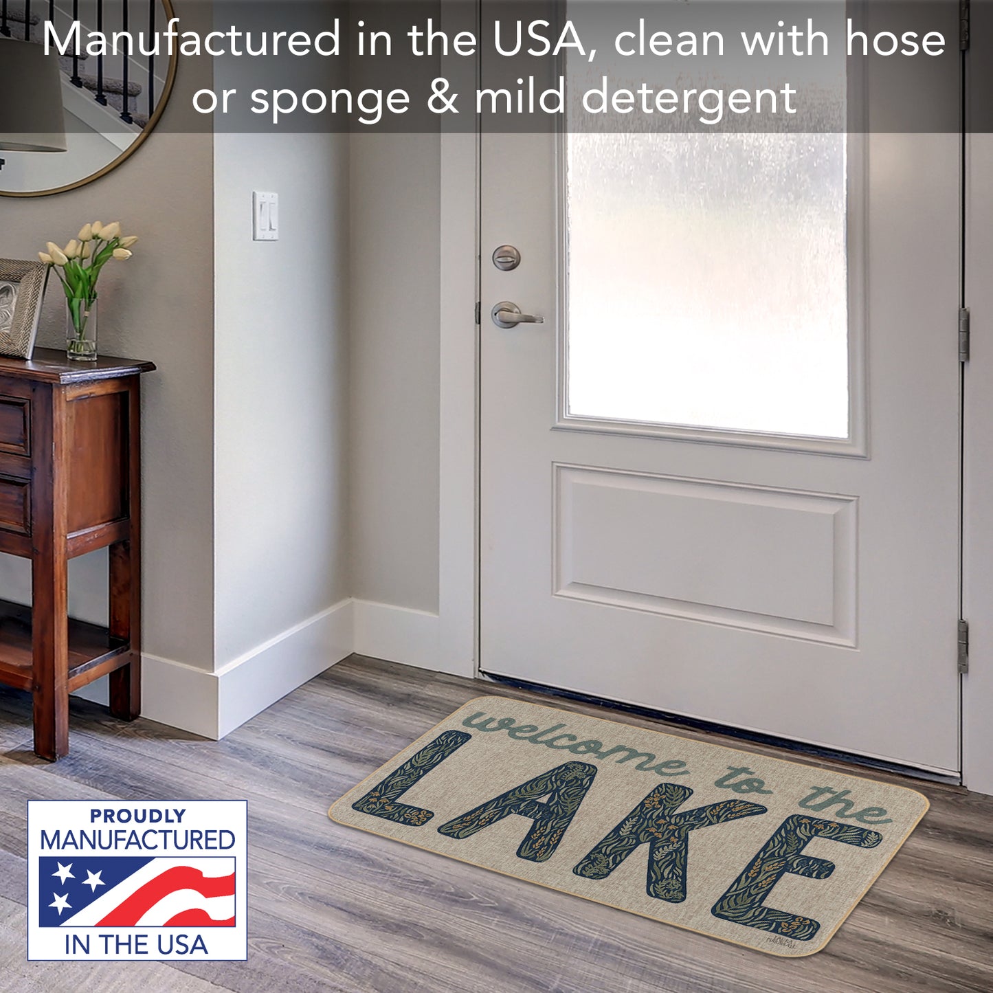 Counterart Lakeside Days Indoor/Outdoor Natural Linen Look Floor Mat with Recycled Rubber Back Manufactured in The USA 29.5” x 17.75”