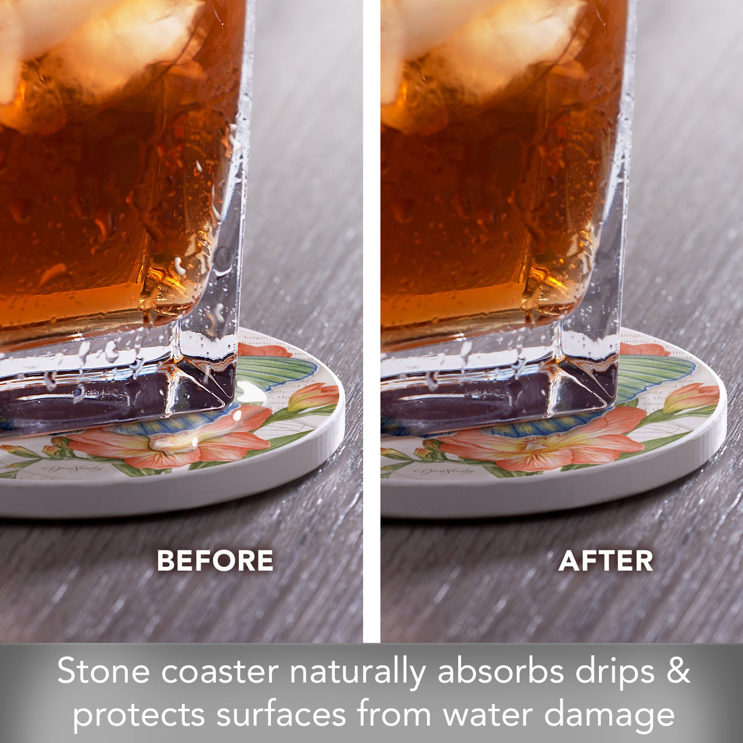 Thirstystone Edwards Forester Butterfly Single Round Absorbent Stone Coaster with Protective Cork Backing Manufactured in The USA 4" Diameter