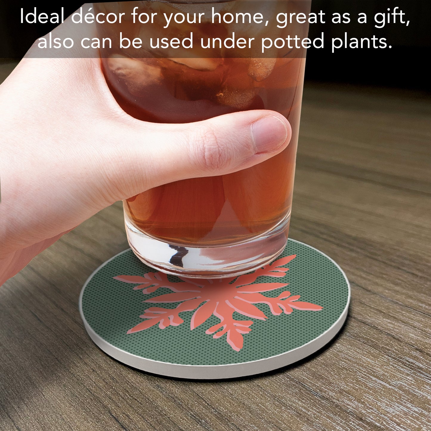 Thirstystone Snowflake Single Round Absorbent Stone Coaster with Protective Cork Backing Manufactured in The USA 4" Diameter