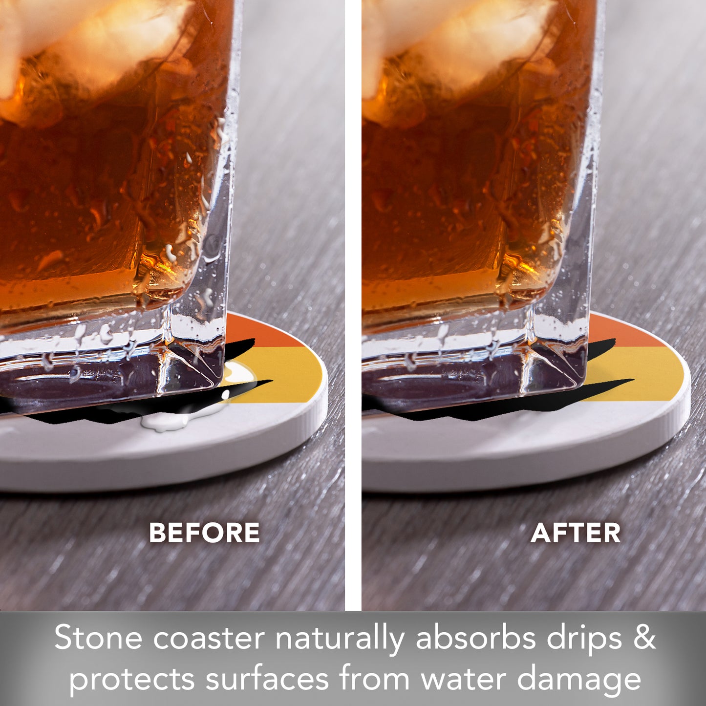 Thirstystone Candy Corn Jack-O-Lantern Round Absorbent Stone Coaster with Protective Cork Backing Manufactured in The USA 4" Diameter