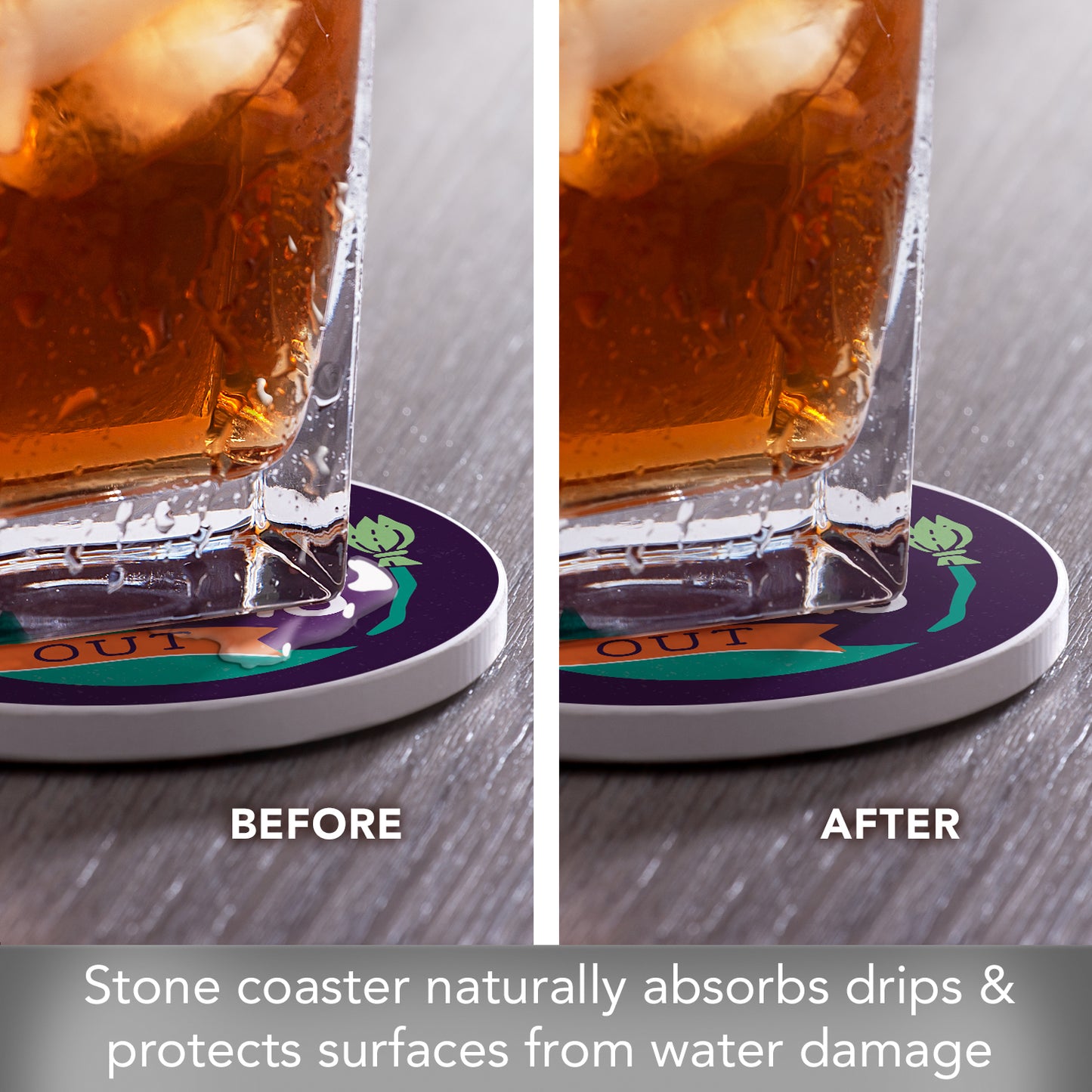 Thirstystone Moons Out Brooms Out Round Absorbent Stone Coaster with Protective Cork Backing Manufactured in The USA 4" Diameter