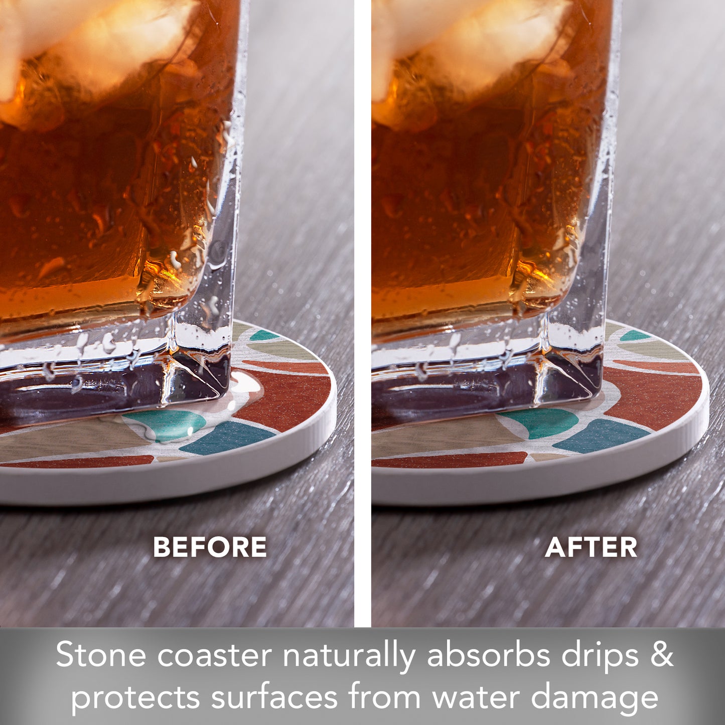 Thirstystone Mosaic Flower Single Round Absorbent Stone Coaster with Protective Cork Backing Manufactured in The USA 4" Diameter