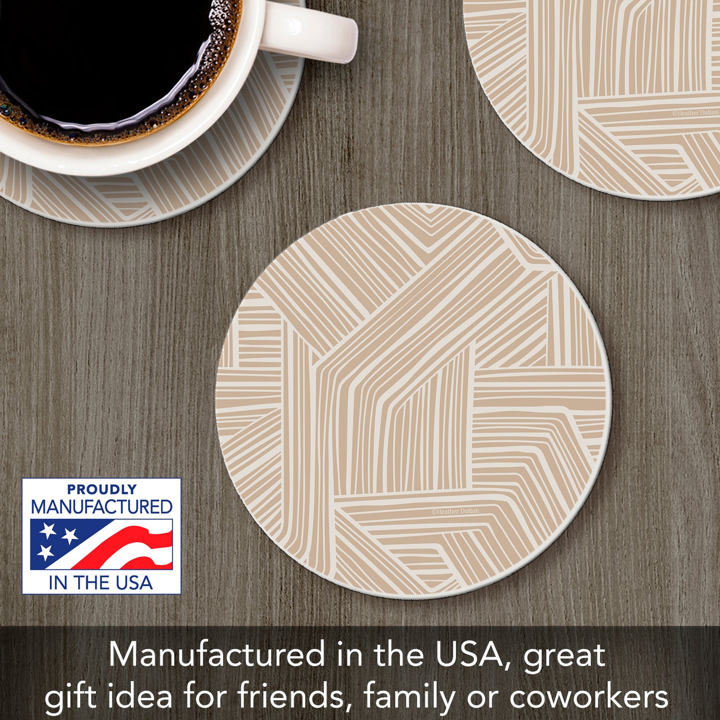 Thirstystone Endless Mocha Round Absorbent Stone Coaster with Protective Cork Backing Manufactured in The USA 4" Diameter
