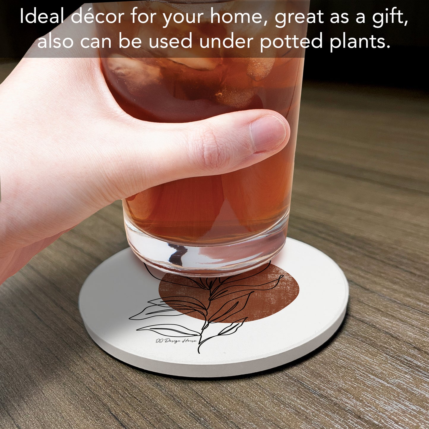 Thirstystone Mocha Stem Round Absorbent Stone Coaster with Protective Cork Backing Manufactured in The USA 4" Diameter