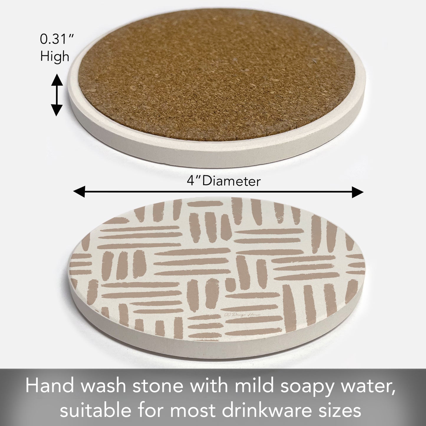 Thirstystone Mocha Madness Round Absorbent Stone Coaster with Protective Cork Backing Manufactured in The USA 4" Diameter