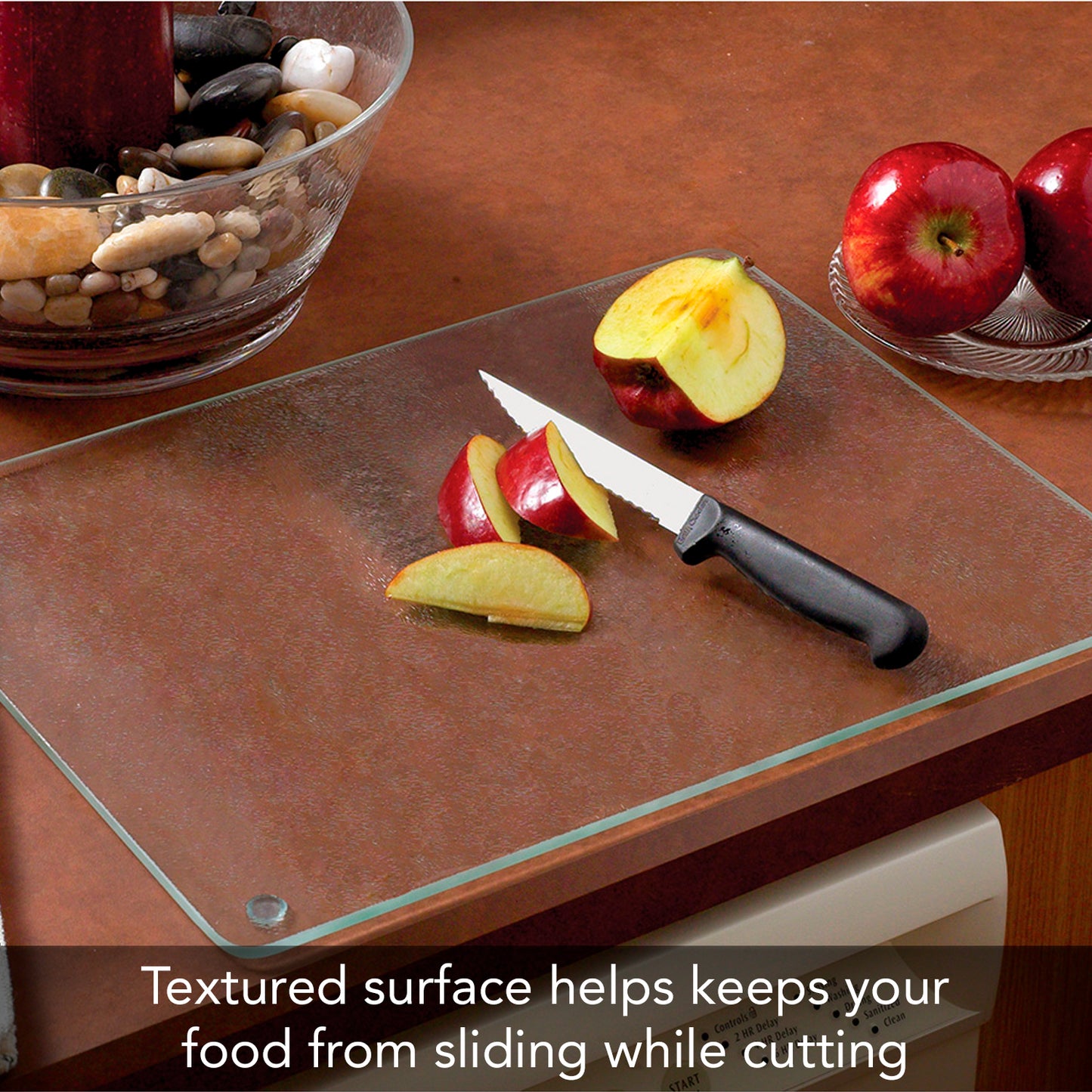 CounterArt Lightly Frosted 5mm Tempered Glass Cutting Board 20.5” x 11.75” Manufactured in the USA Dishwasher Safe