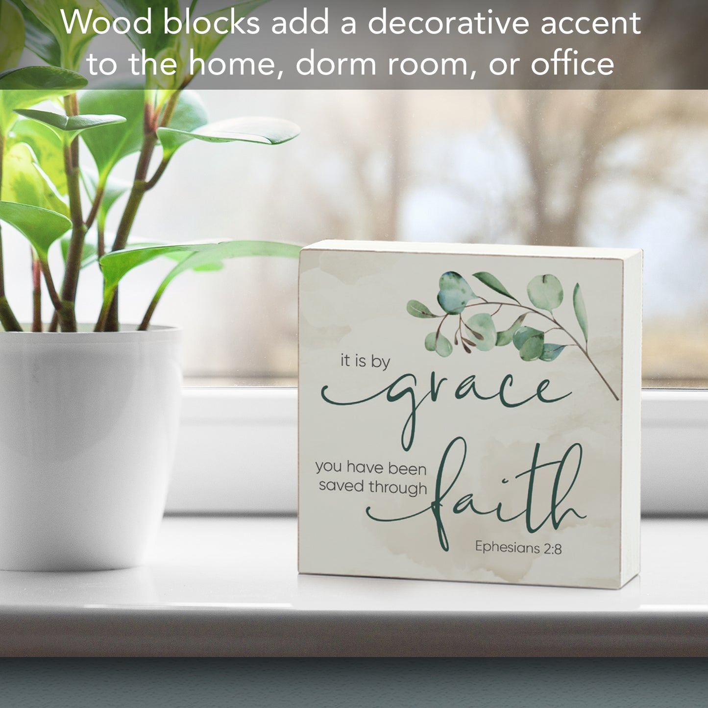 CounterArt Grace Decorative Faith Driven Wooden Home Accent Sign for Desk Mantle or Shelf Made in the USA