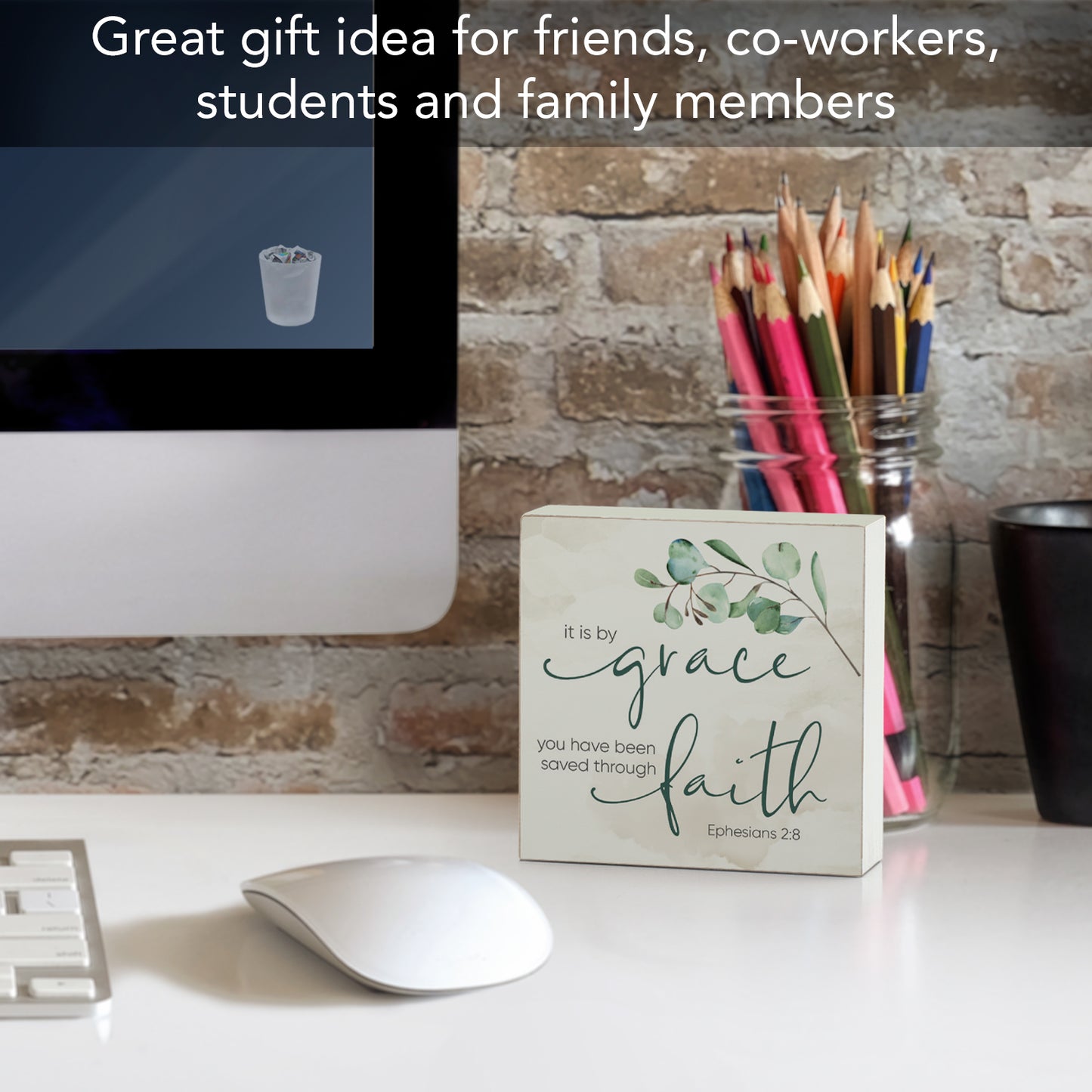 Grace Decorative Faith Driven Wooden Home Accent Sign 3.75" Square Made in the USA