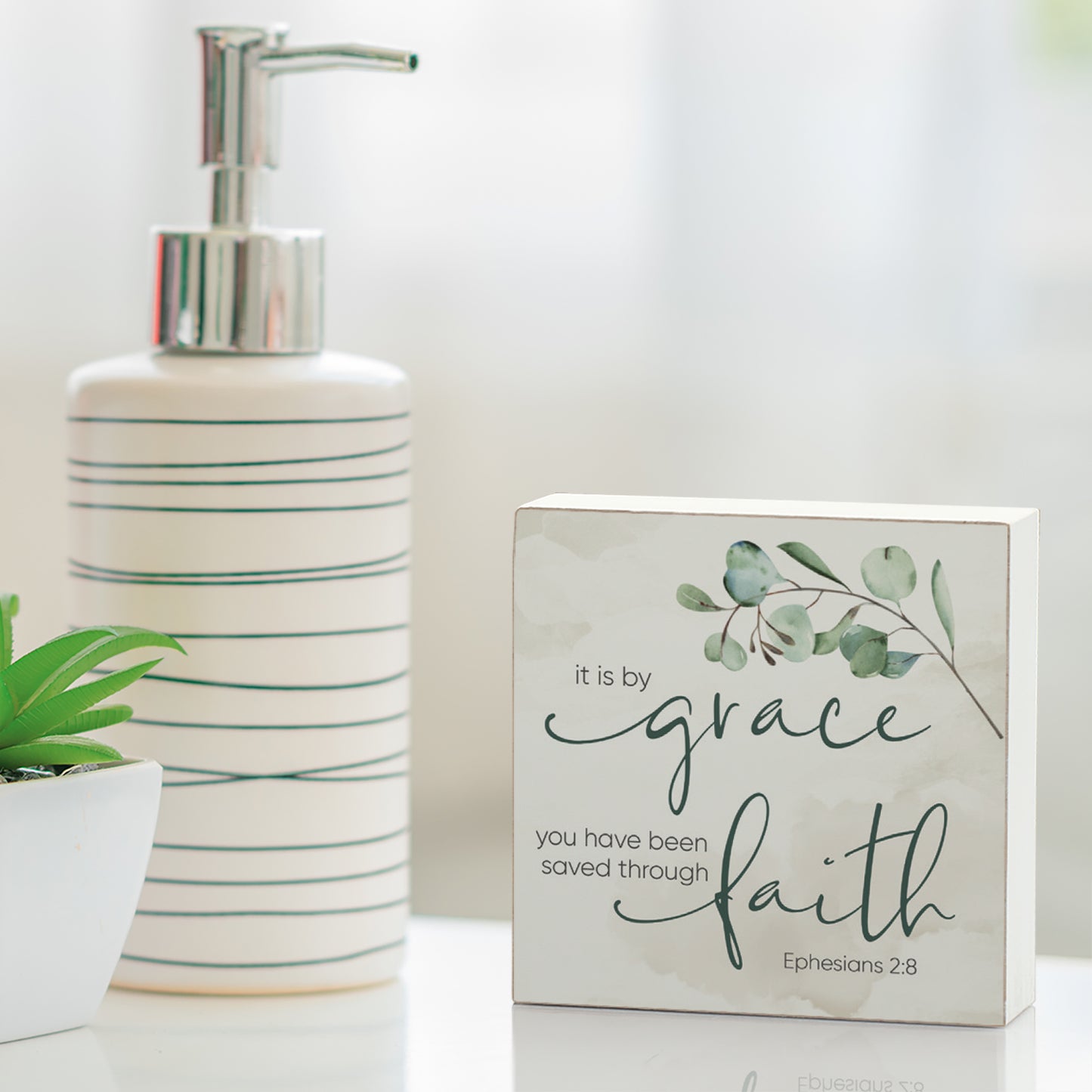 Grace Decorative Faith Driven Wooden Home Accent Sign 3.75" Square Made in the USA