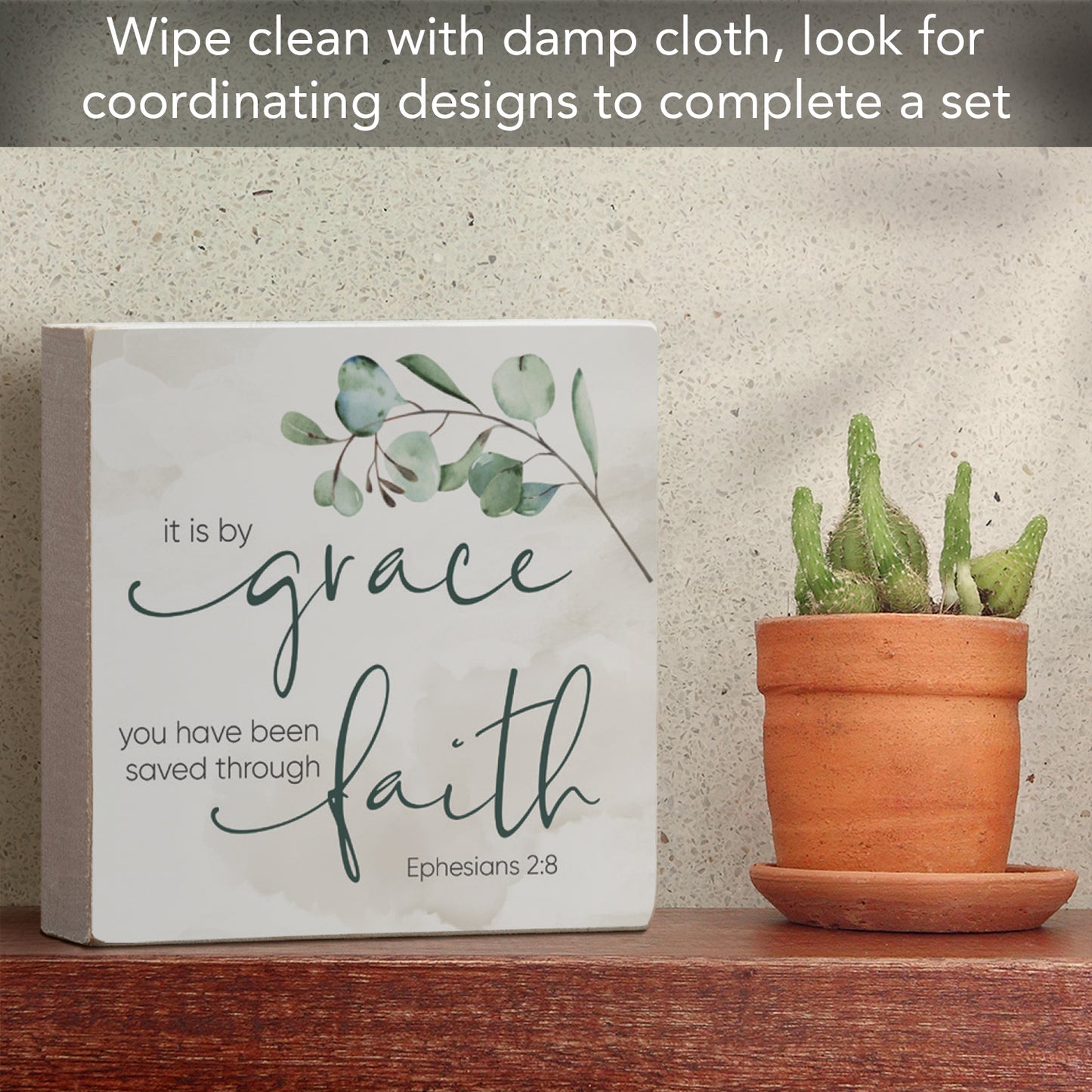 Grace Decorative Faith Driven Wooden Home Accent Sign 3.75" Square Made in the USA