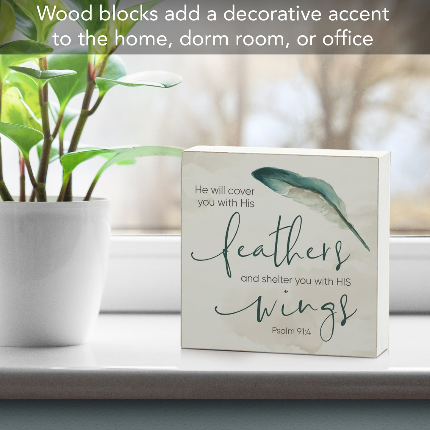 CounterArt Faith Driven Wooden Home Accent Sign for Mantle or Shelf Made in the USA (Feathers)