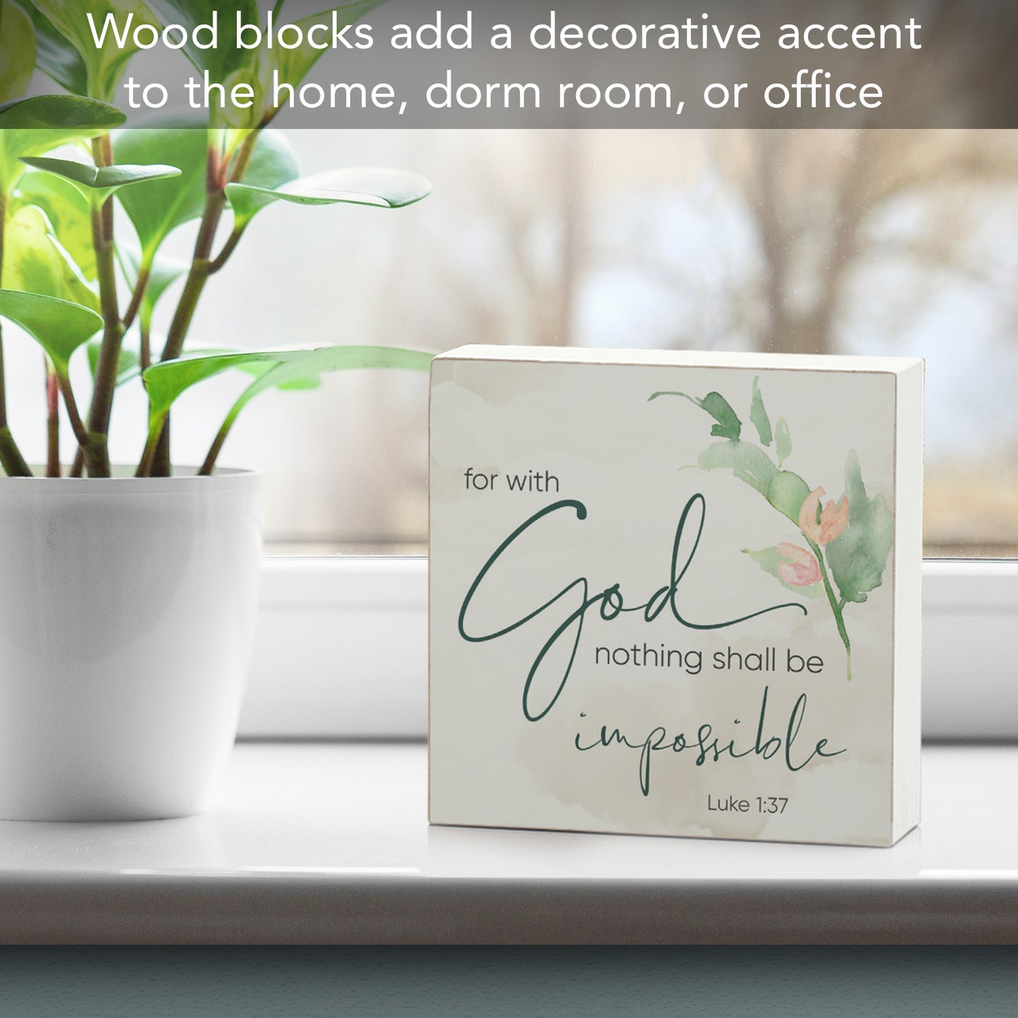 CounterArt Nothing Impossible Decorative Faith Driven Wooden Home Accent Sign for Desk Mantle or Shelf Made in the USA