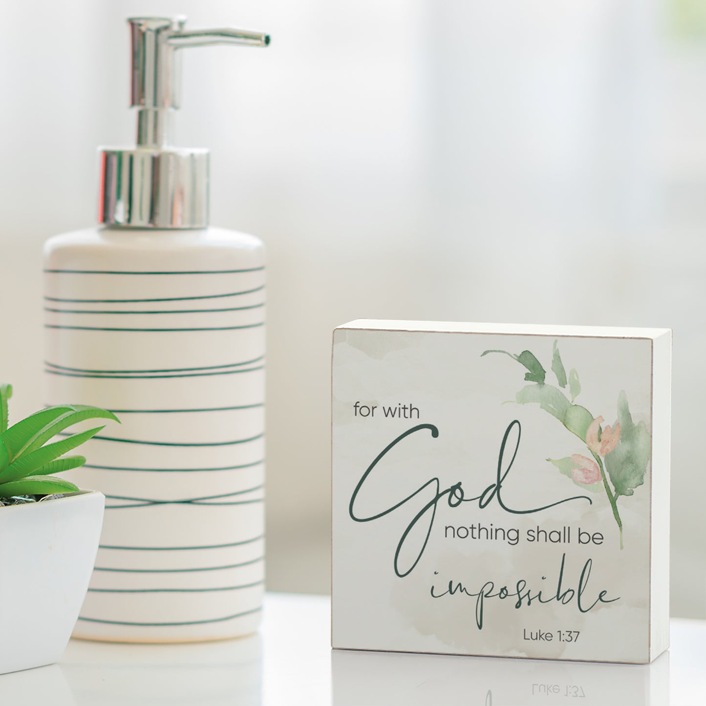 Nothing Impossible Decorative Faith Driven Wooden Home Accent Sign 3.75" Square Made in the USA