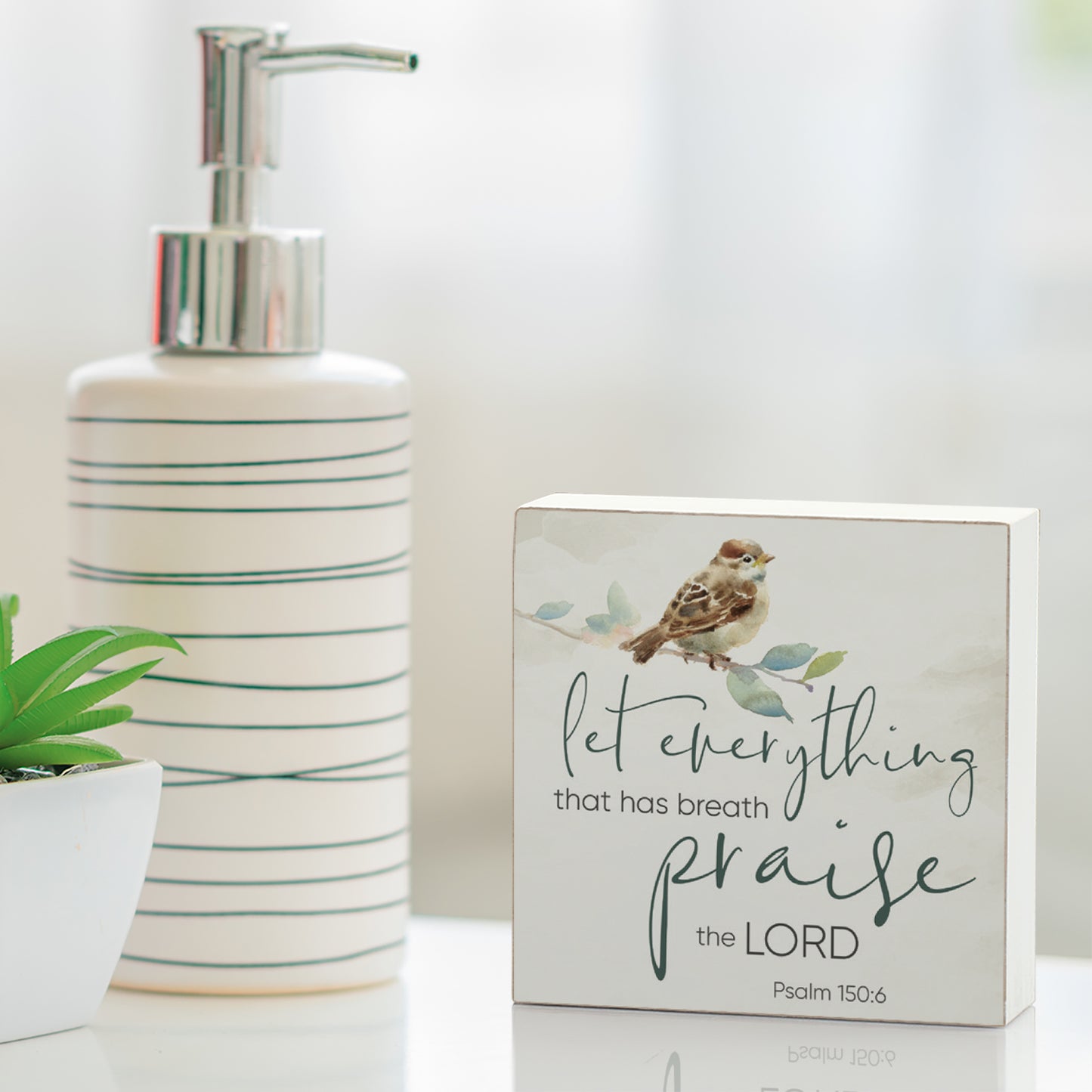 Praise Decorative Faith Driven Wooden Home Accent Sign 3.75" Square Made in the USA