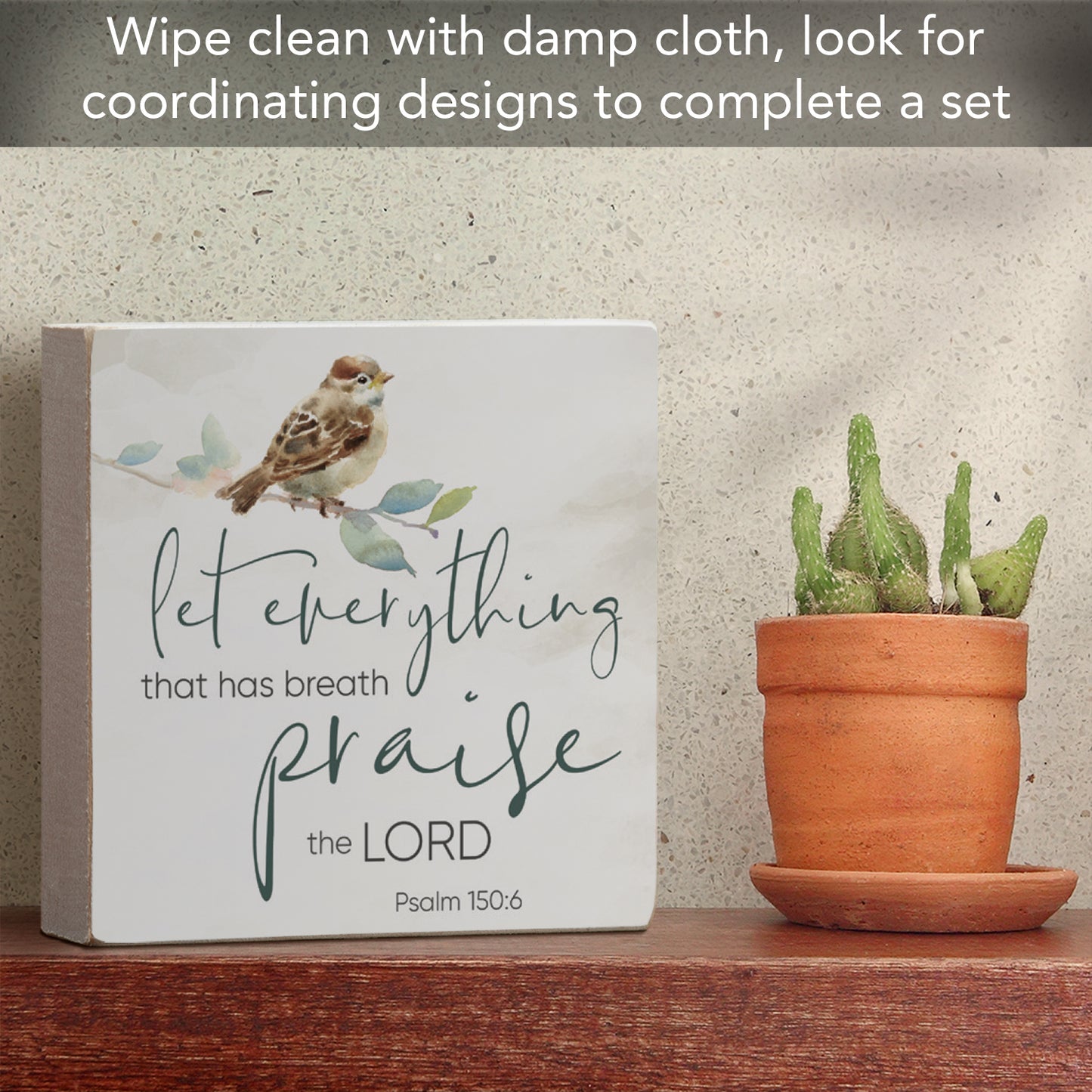 Praise Decorative Faith Driven Wooden Home Accent Sign 3.75" Square Made in the USA