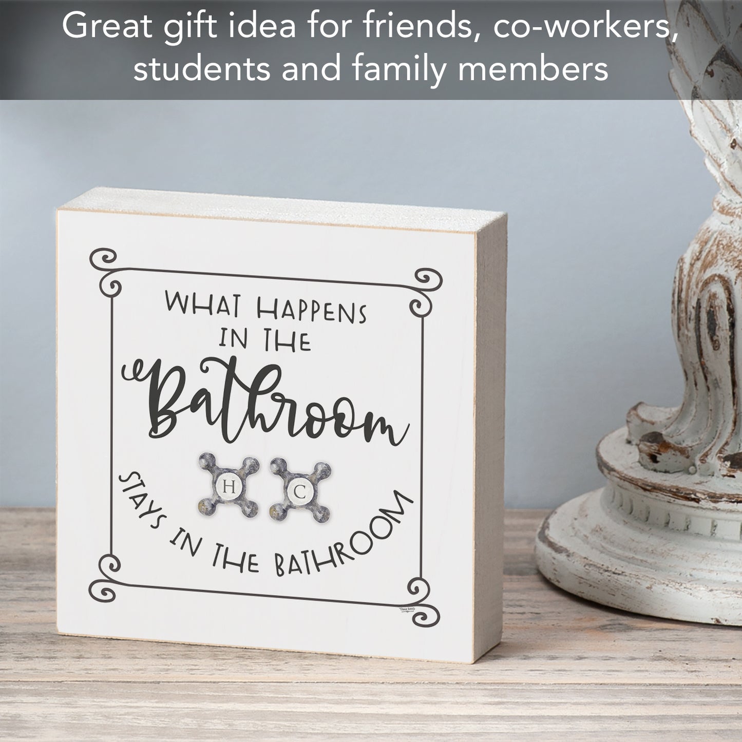 CounterArt "What Happens" Artistic Freestanding Solid Wood Block Sign Made in the USA 3.75” Square Decorative Accent for Home or Office
