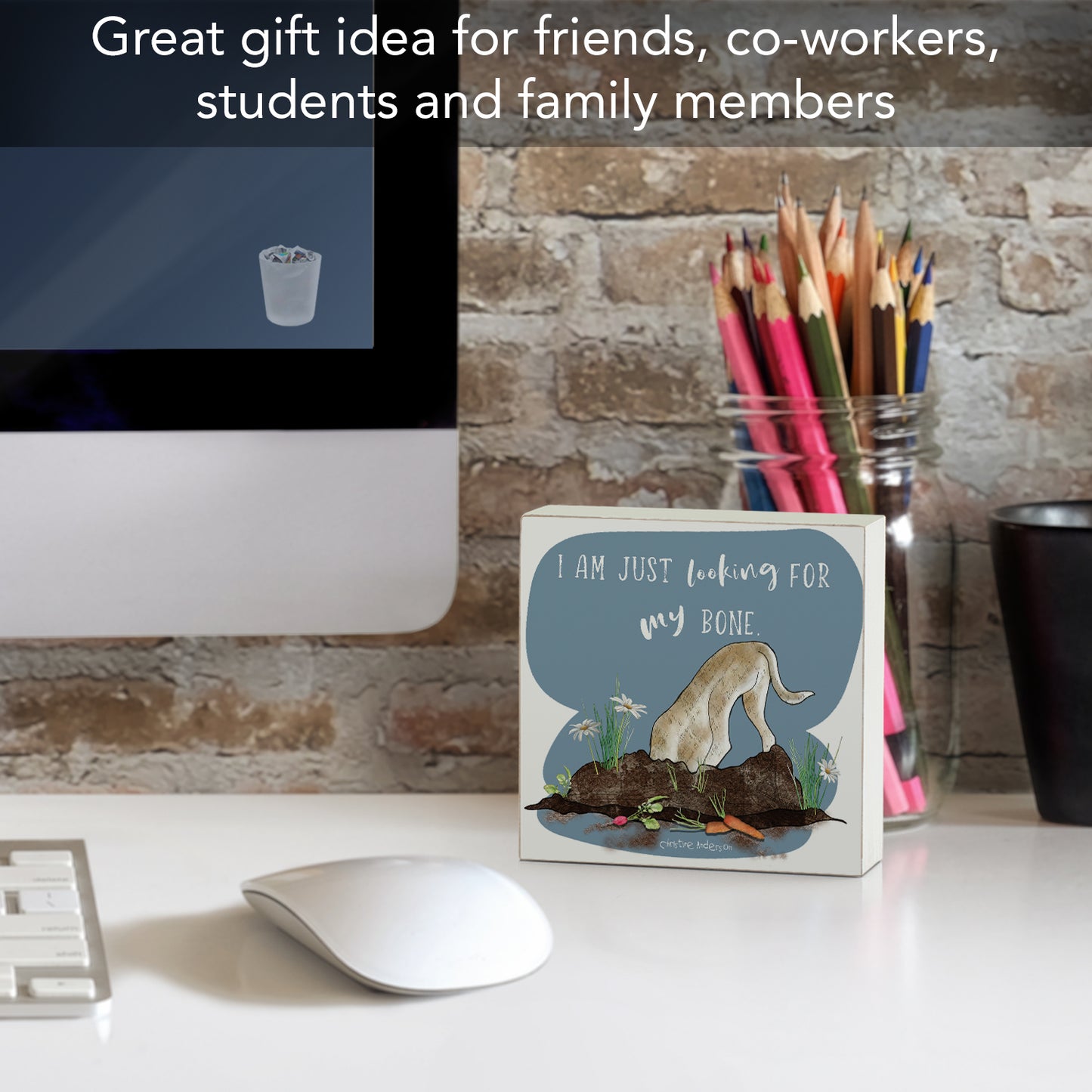 My Bone Freestanding Solid Wood Block Sign Made in the USA 3.75” Square