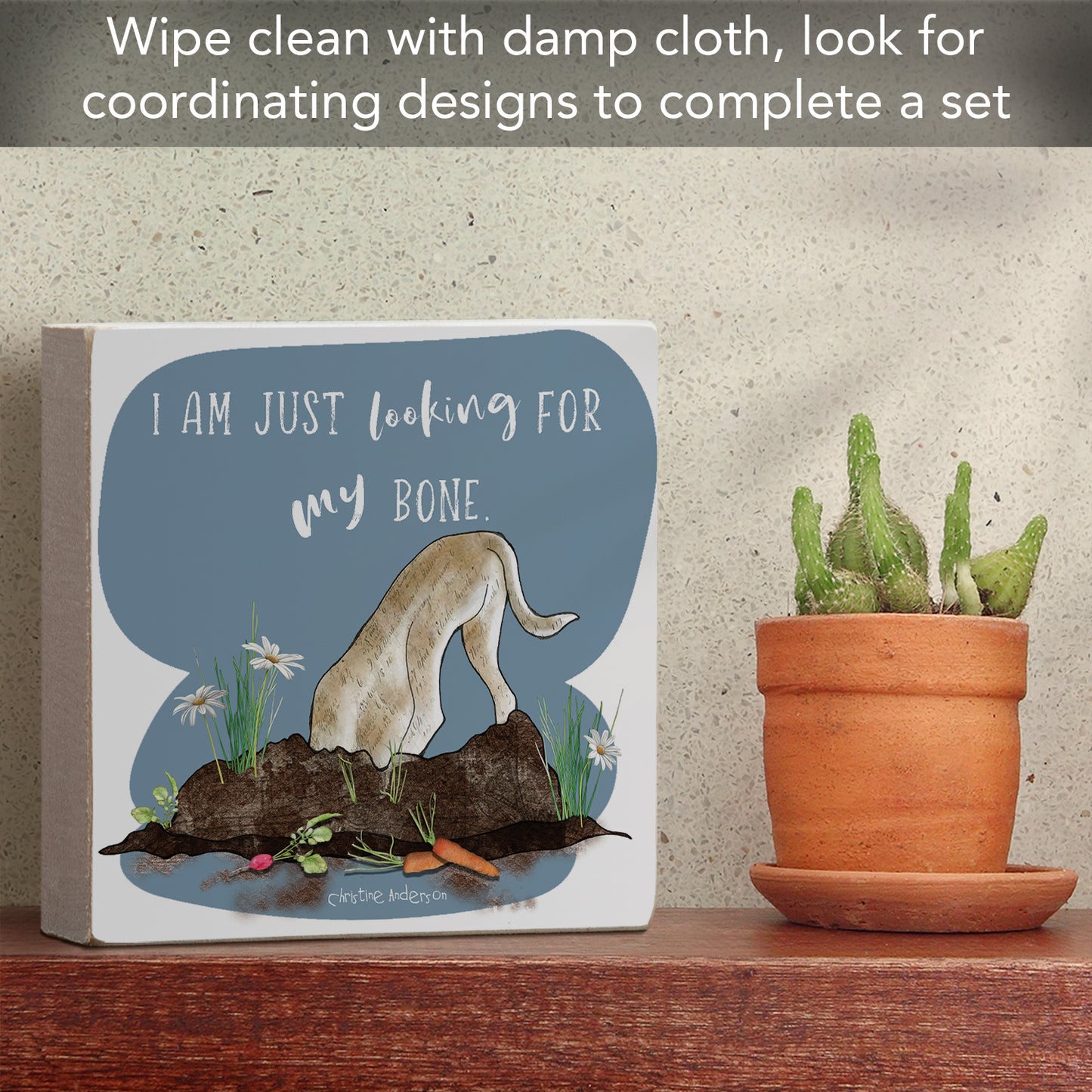 My Bone Freestanding Solid Wood Block Sign Made in the USA 3.75” Square