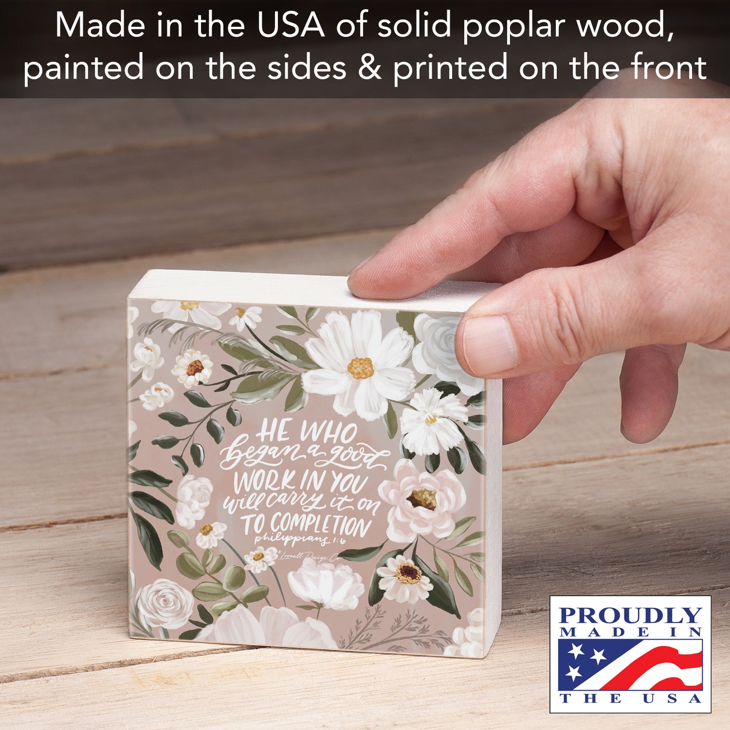 Good Work Decorative Faith Driven Wooden Home Accent Sign 3.75" Square Made in the USA