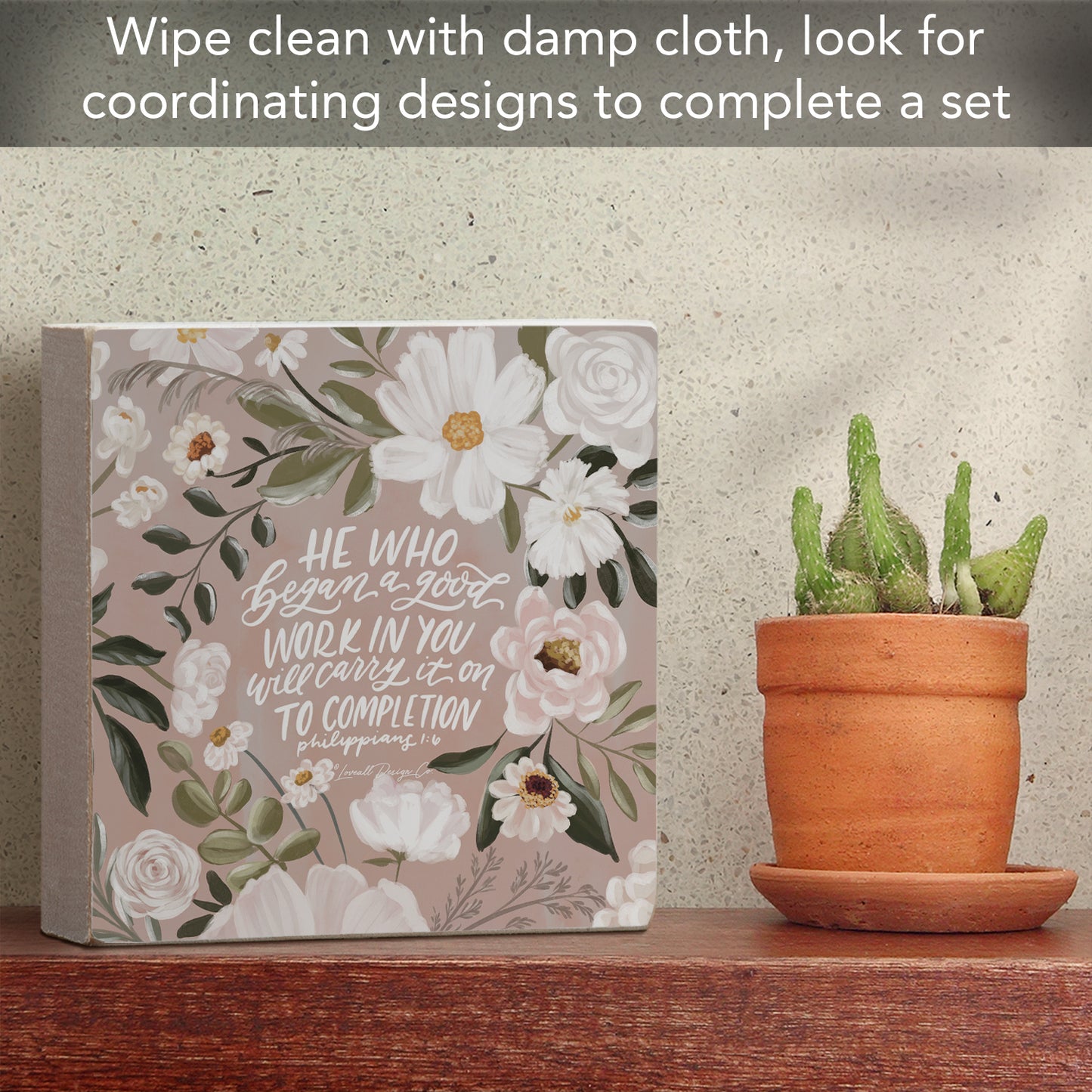 Good Work Decorative Faith Driven Wooden Home Accent Sign 3.75" Square Made in the USA