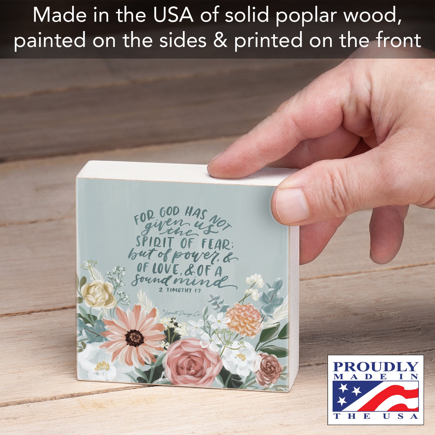 Spirit Decorative Faith Driven Wooden Home Accent Sign 3.75" Square Made in the USA