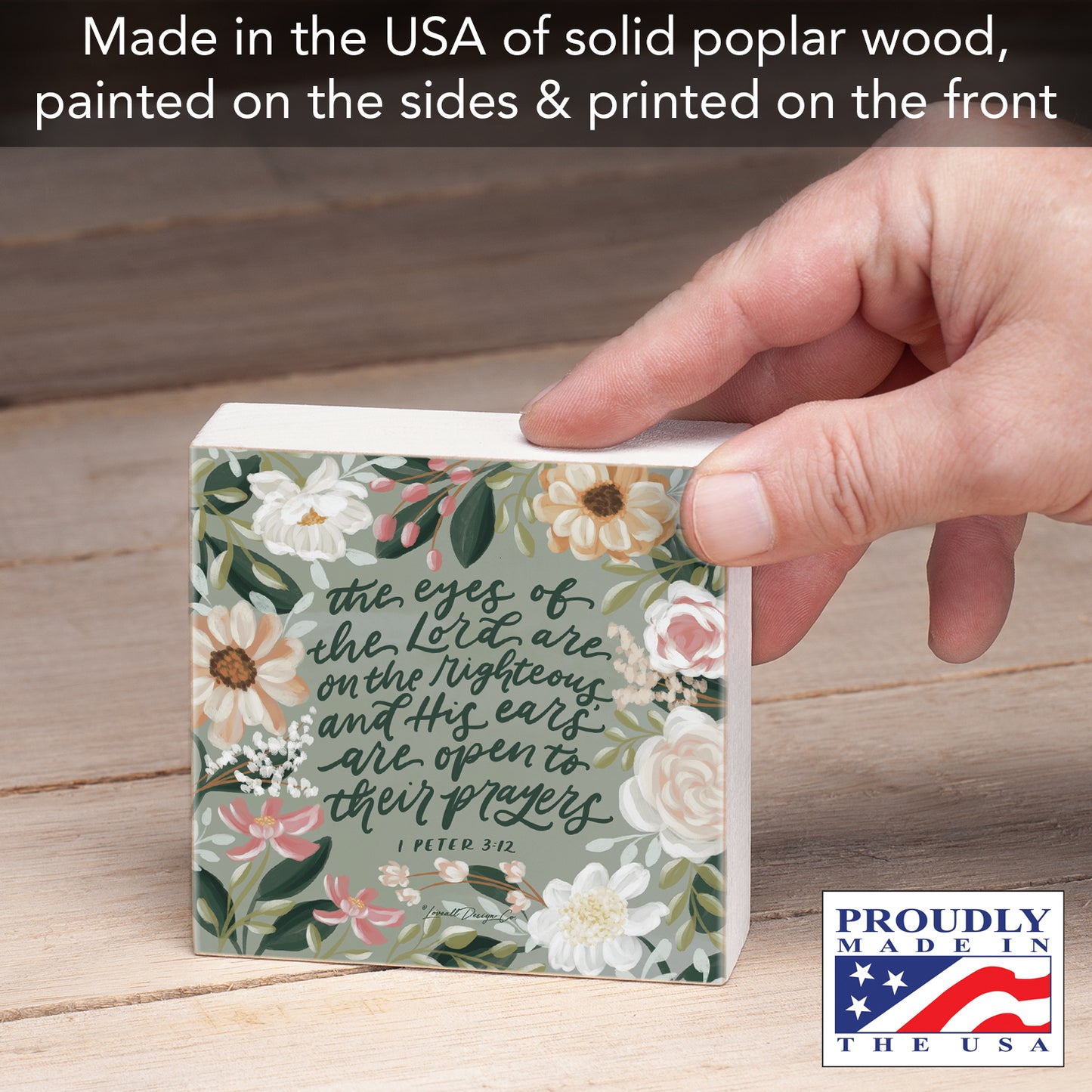 Righteous Decorative Faith Driven Wooden Home Accent Sign 3.75" Square Made in the USA