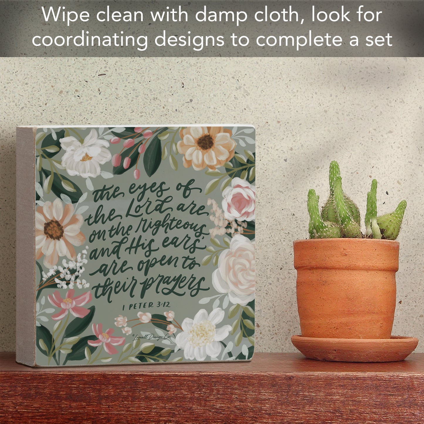 Righteous Decorative Faith Driven Wooden Home Accent Sign 3.75" Square Made in the USA