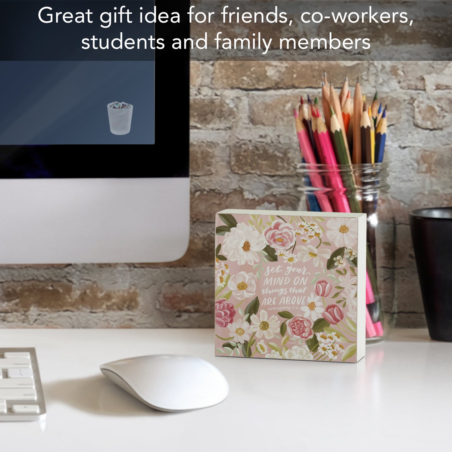 Set Your Mind Decorative Faith Driven Wooden Home Accent Sign 3.75" Square Made in the USA