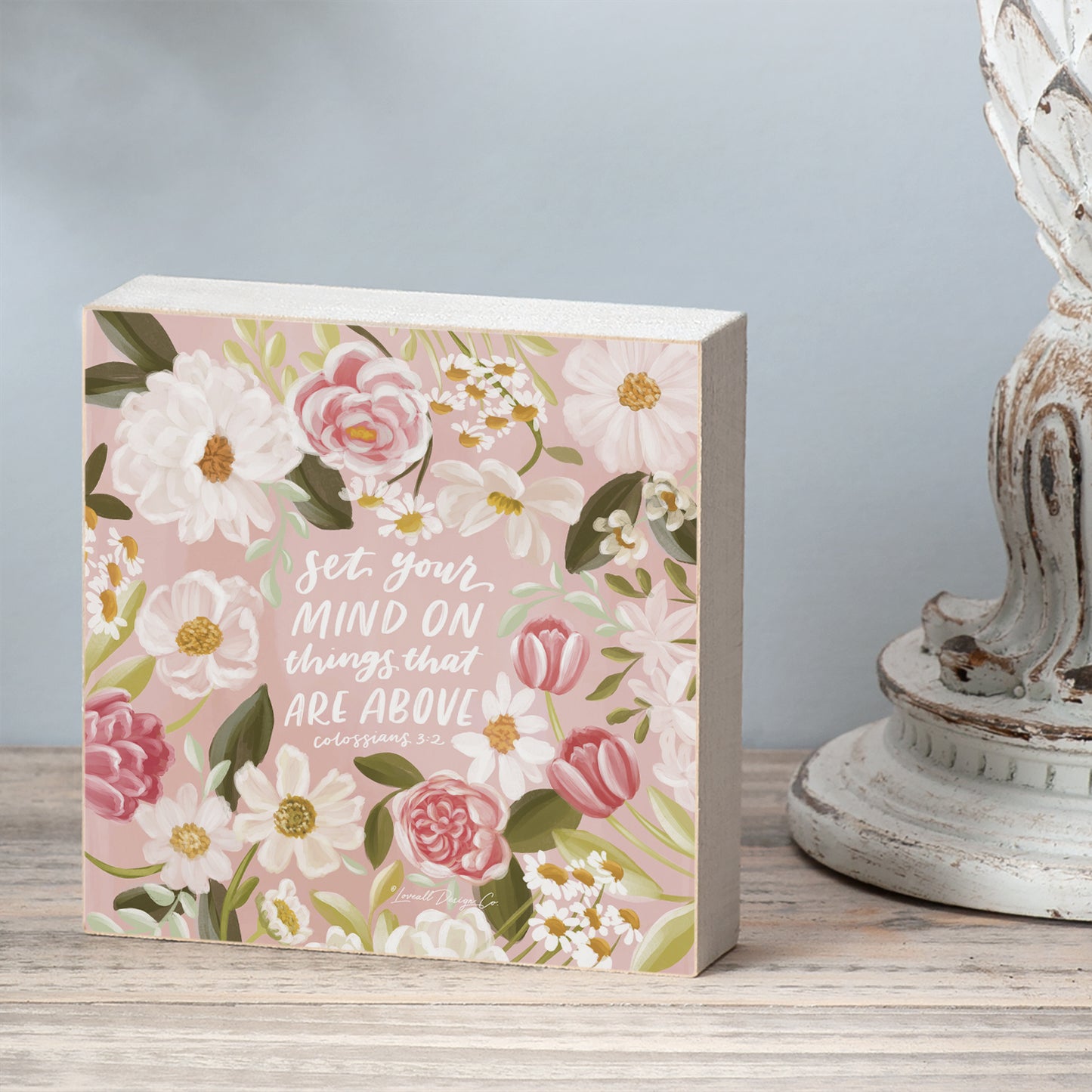 Set Your Mind Decorative Faith Driven Wooden Home Accent Sign 3.75" Square Made in the USA