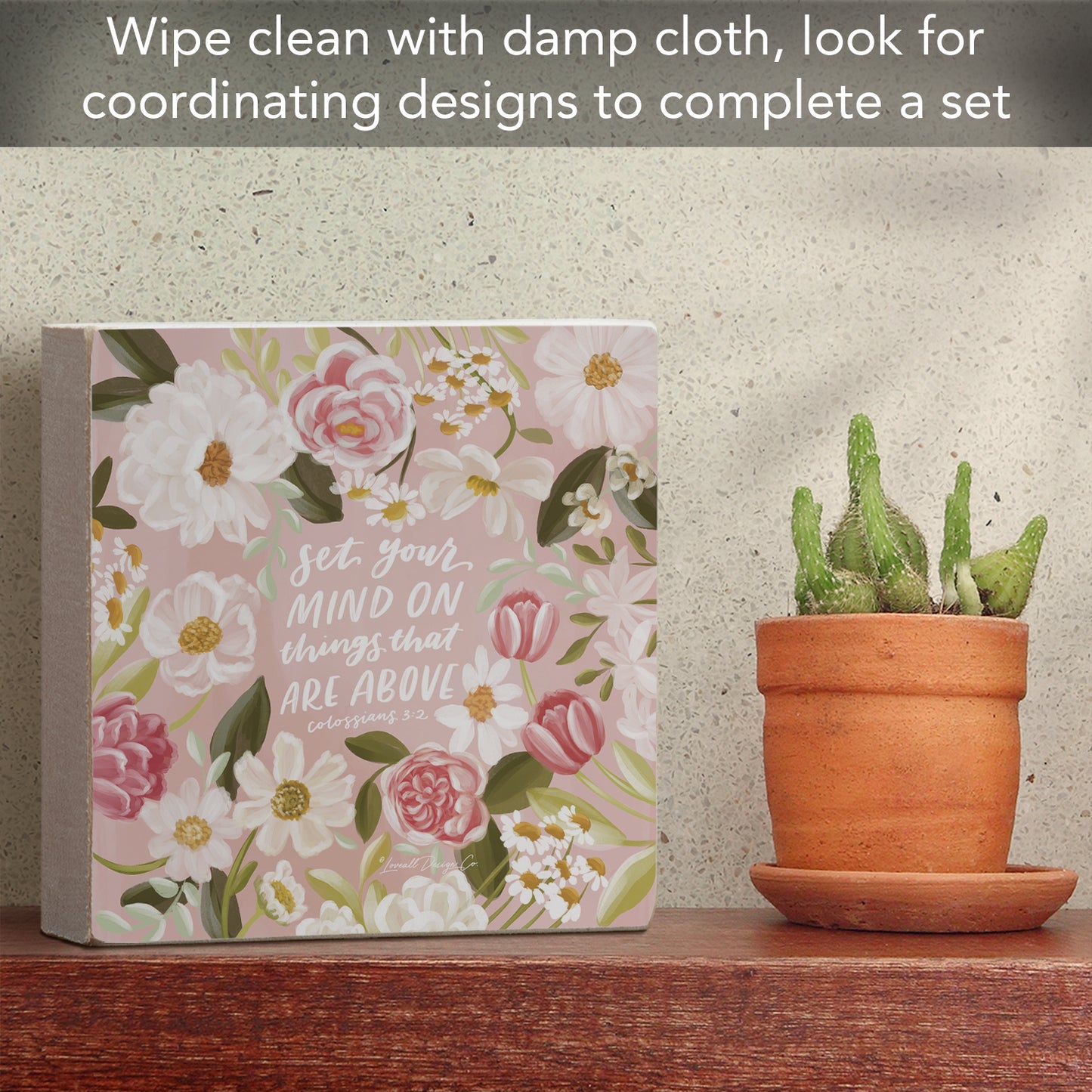 Set Your Mind Decorative Faith Driven Wooden Home Accent Sign 3.75" Square Made in the USA