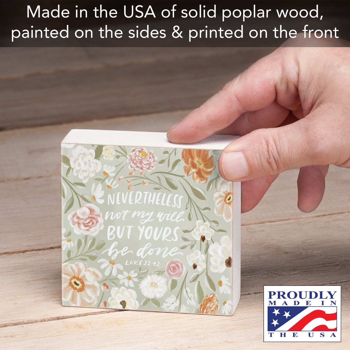 Nevertheless Decorative Faith Driven Wooden Home Accent Sign 3.75" Square Made in the USA