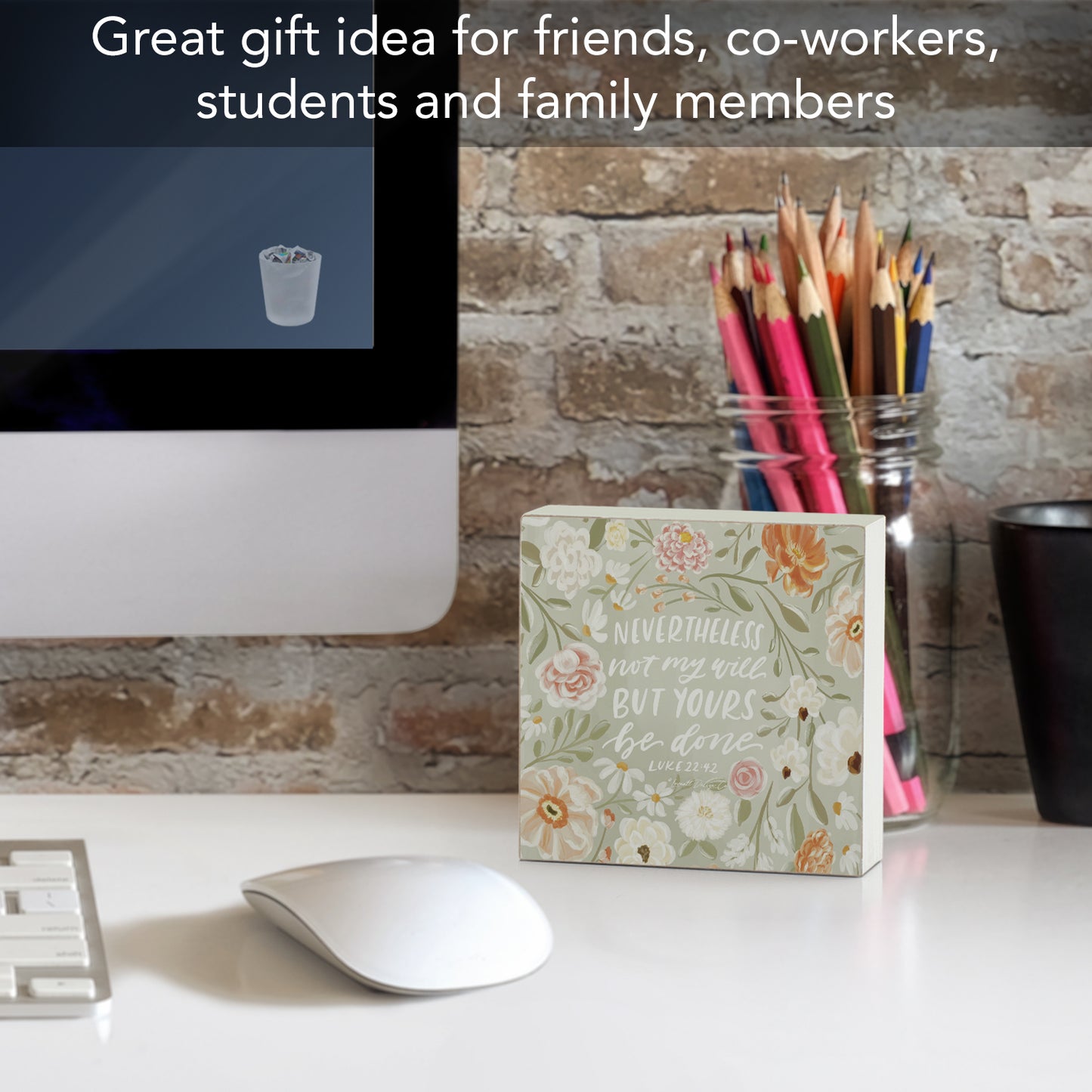 Nevertheless Decorative Faith Driven Wooden Home Accent Sign 3.75" Square Made in the USA