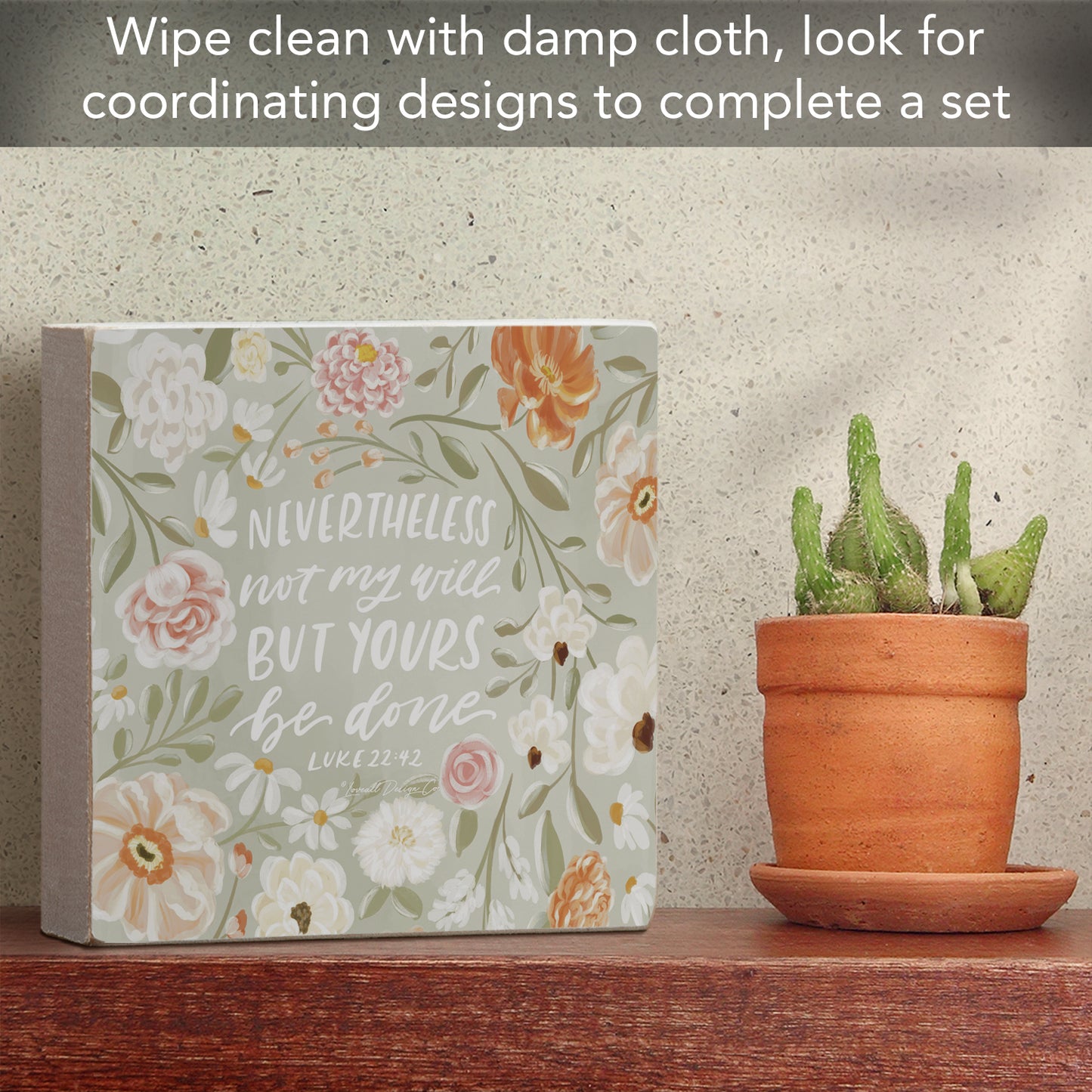 Nevertheless Decorative Faith Driven Wooden Home Accent Sign 3.75" Square Made in the USA