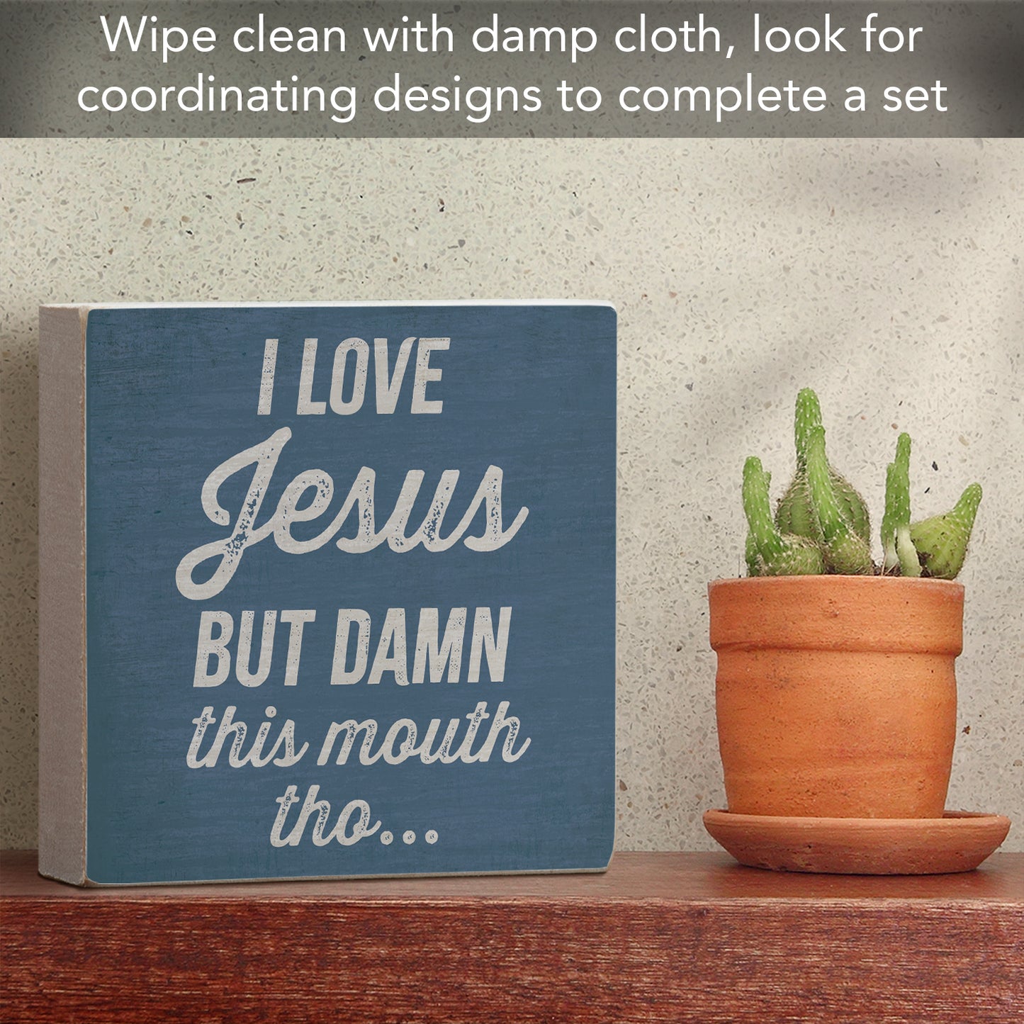 My Mouth Humorous Freestanding Solid Wood Block Sign Made in the USA 3.75” Square