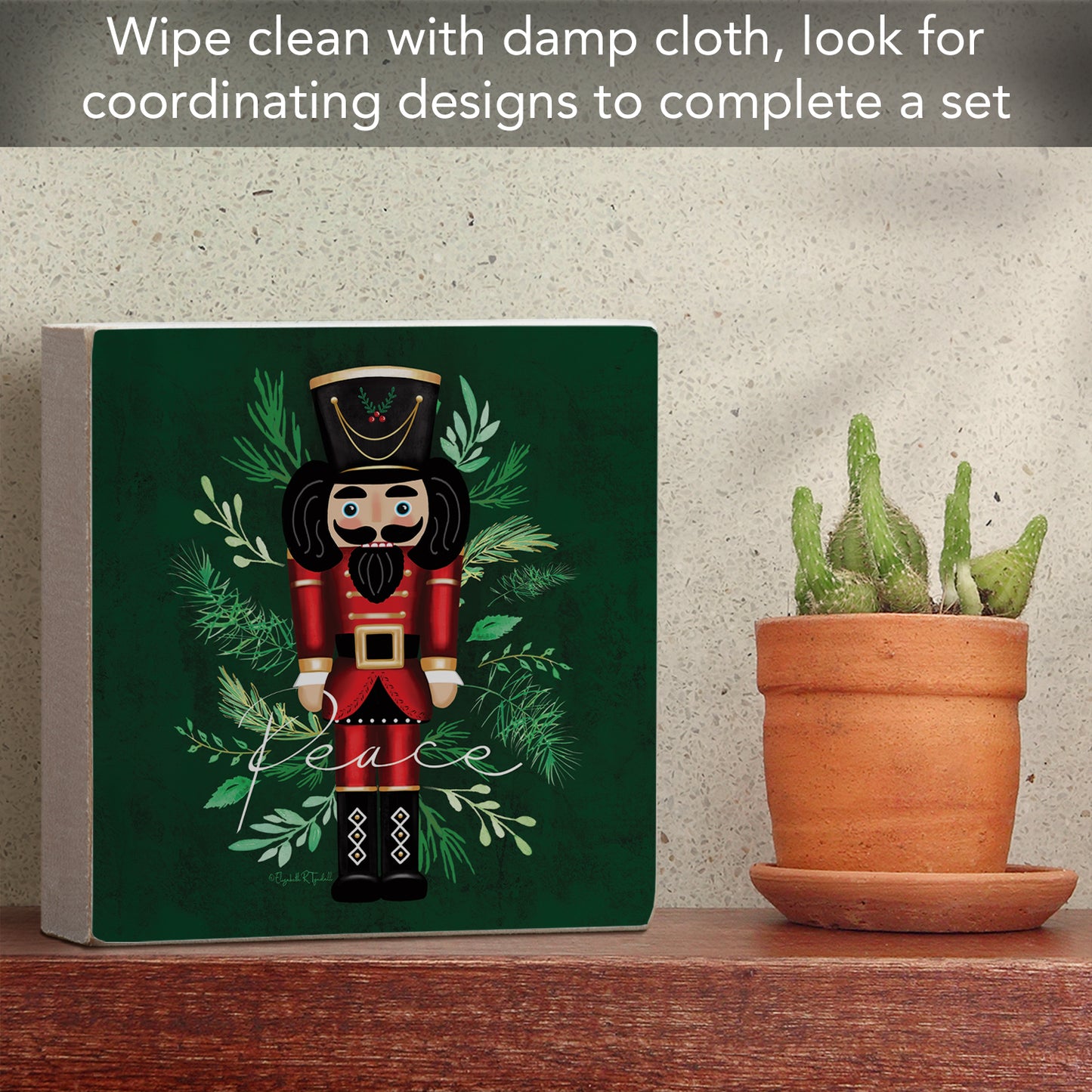 Nutcracker Decorative Wooden Home Accent Sign 3.75"Square Made in the USA