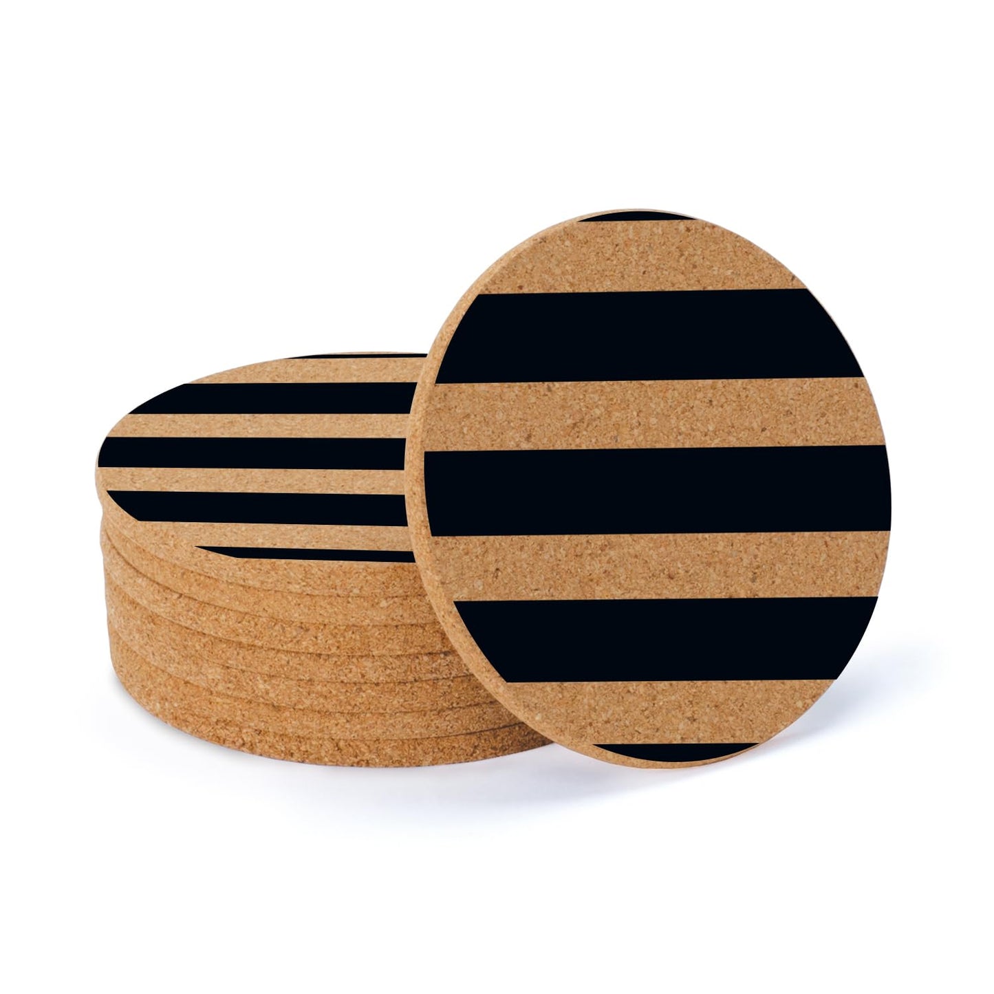 Thirstystone Stripes 8-Pack Thick Natural Cork Coasters Manufactured in The USA Eco-Friendly Absorbent Durable