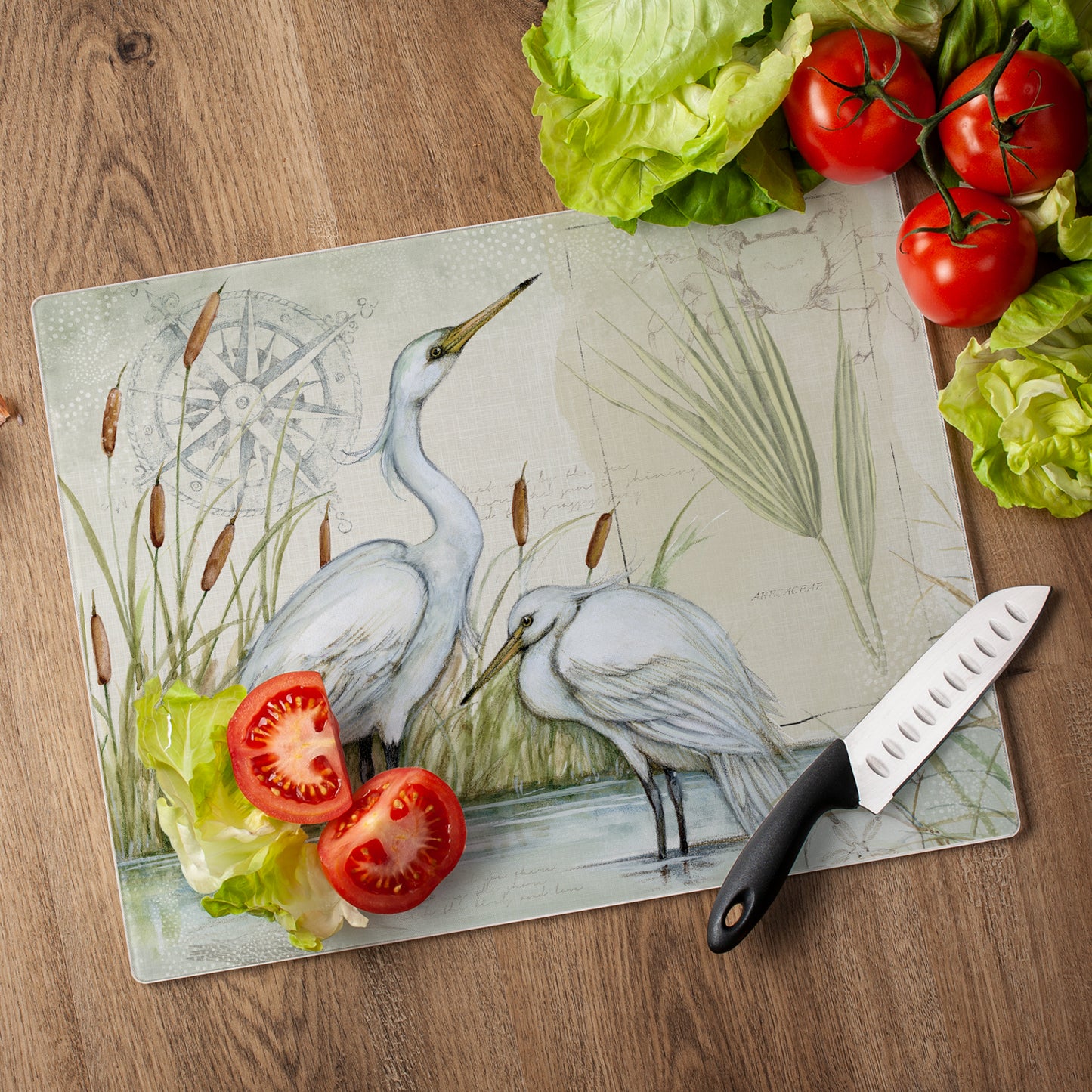 CounterArt Caribbean Seas 3mm Tempered Glass Cutting Board 12" x 15"
