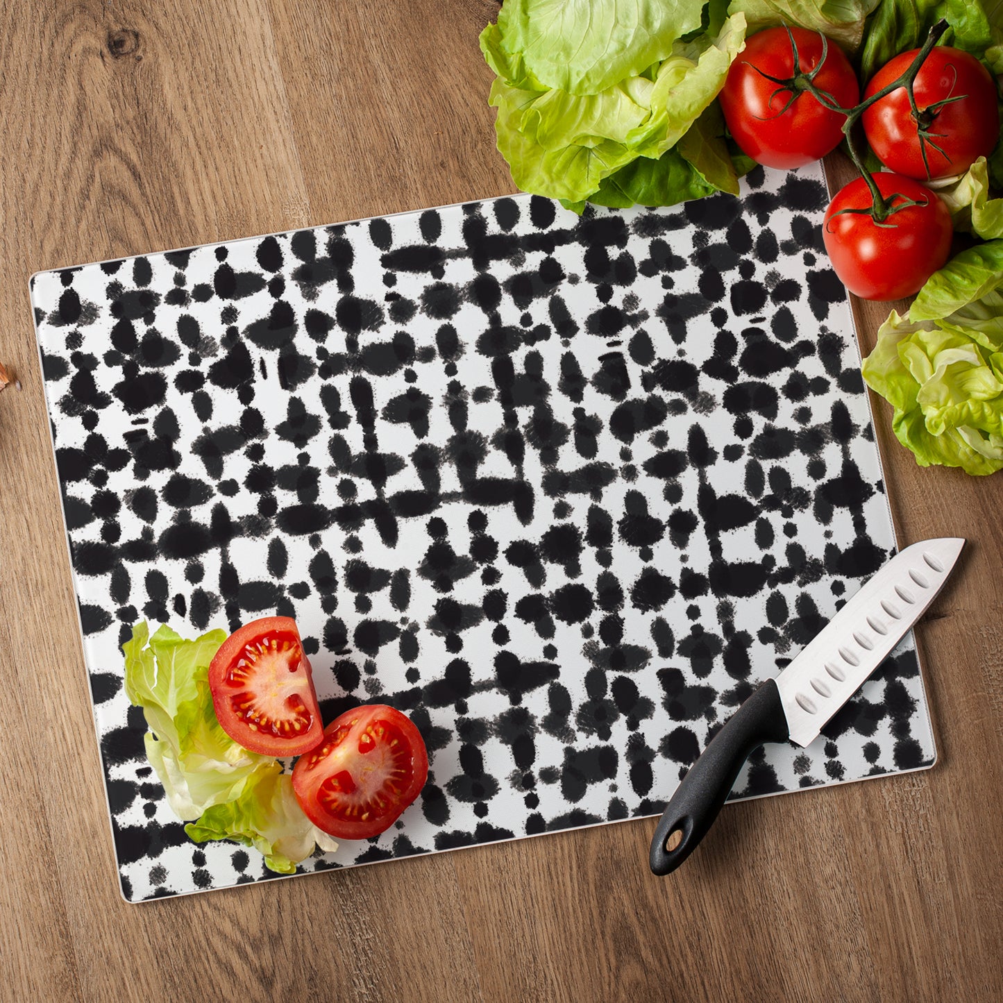 CounterArt Black Spots 3mm Tempered Glass Cutting Board 15” x 12” Manufactured in the USA