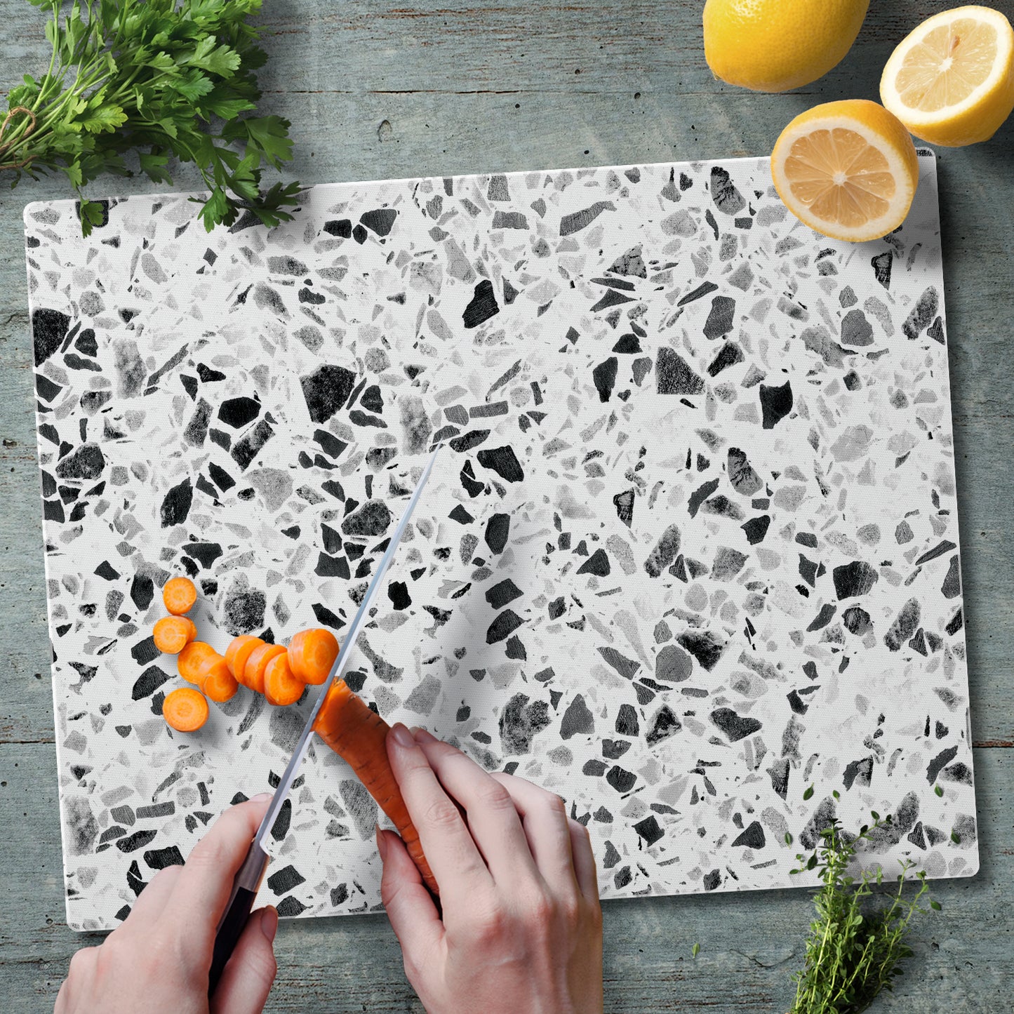 CounterArt Terrazzo 3mm Tempered Glass Cutting Board 15” x 12” Manufactured in the USA