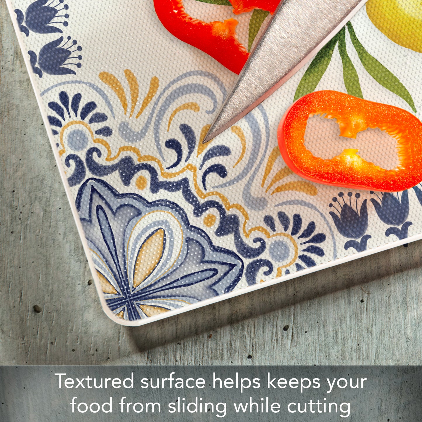 CounterArt Mediterranean Citrus 3mm Tempered Glass Cutting Boards Manufactured in the USA
