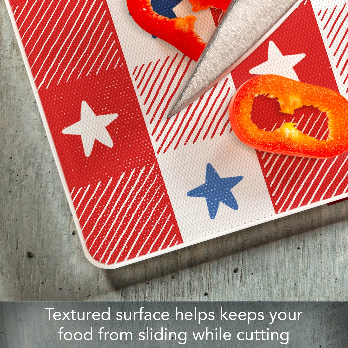CounterArt Patriotic Picnic 3mm Tempered Glass Cutting Board 15” x 12” Manufactured in the USA
