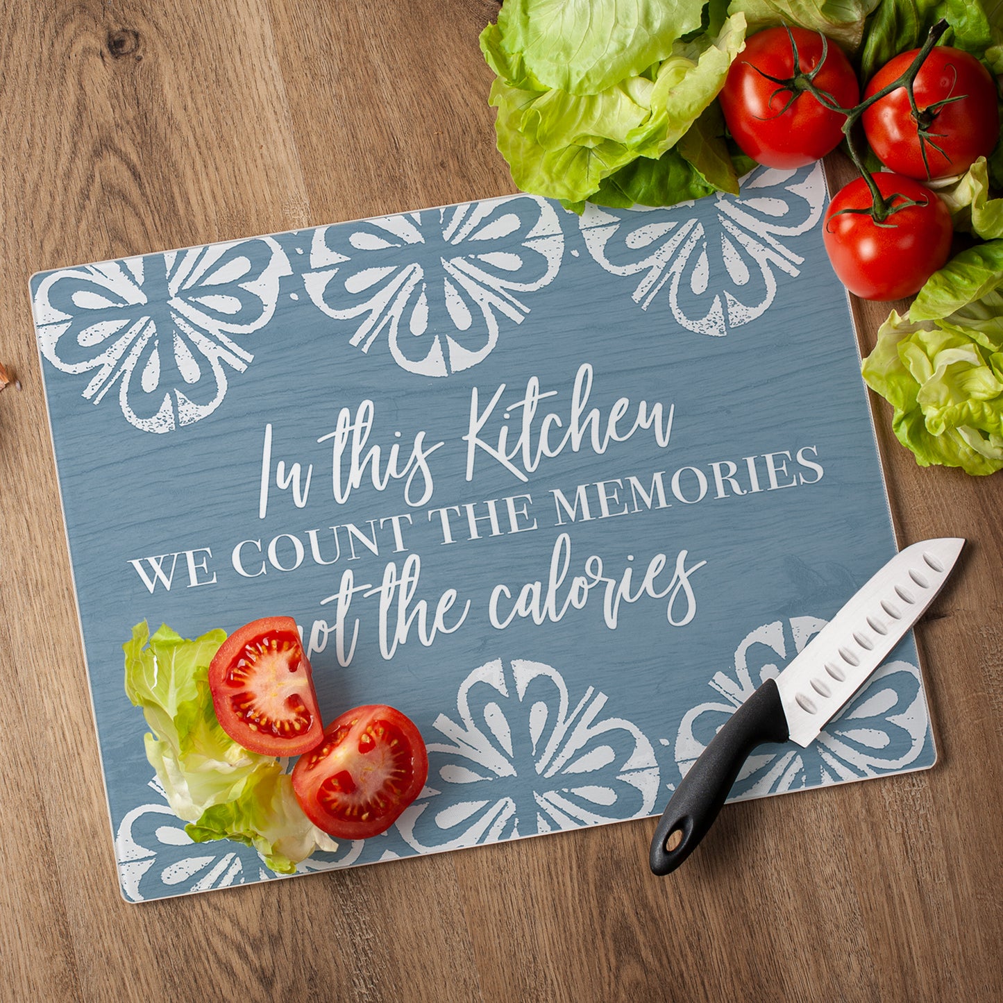CounterArt Kitchen Memories 3mm Tempered Glass Cutting Board 15" x 12" Manufactured in the USA