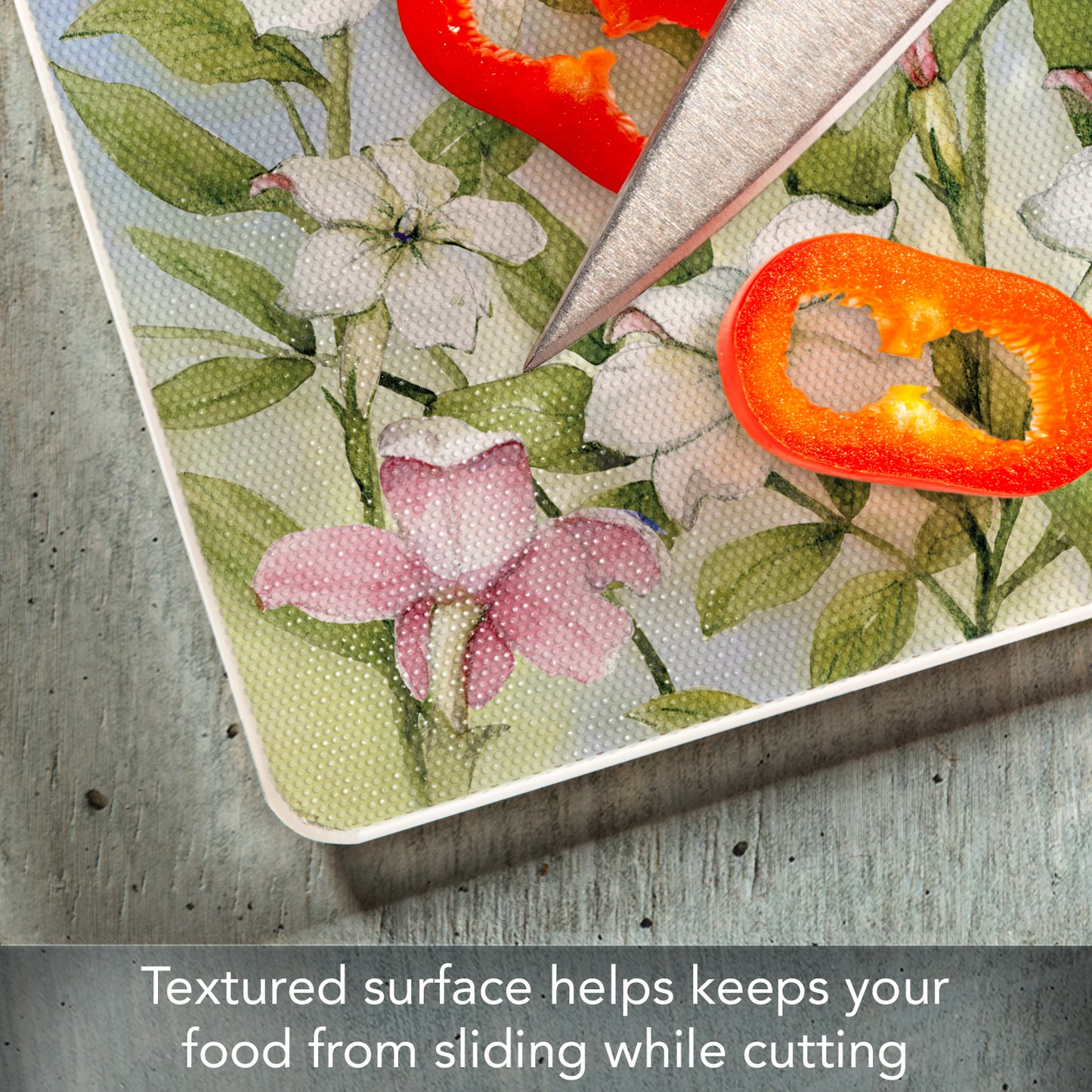 CounterArt Dragonfly Hydrangea 3mm Tempered Glass Cutting Board 15" x 12" Manufactured in the USA